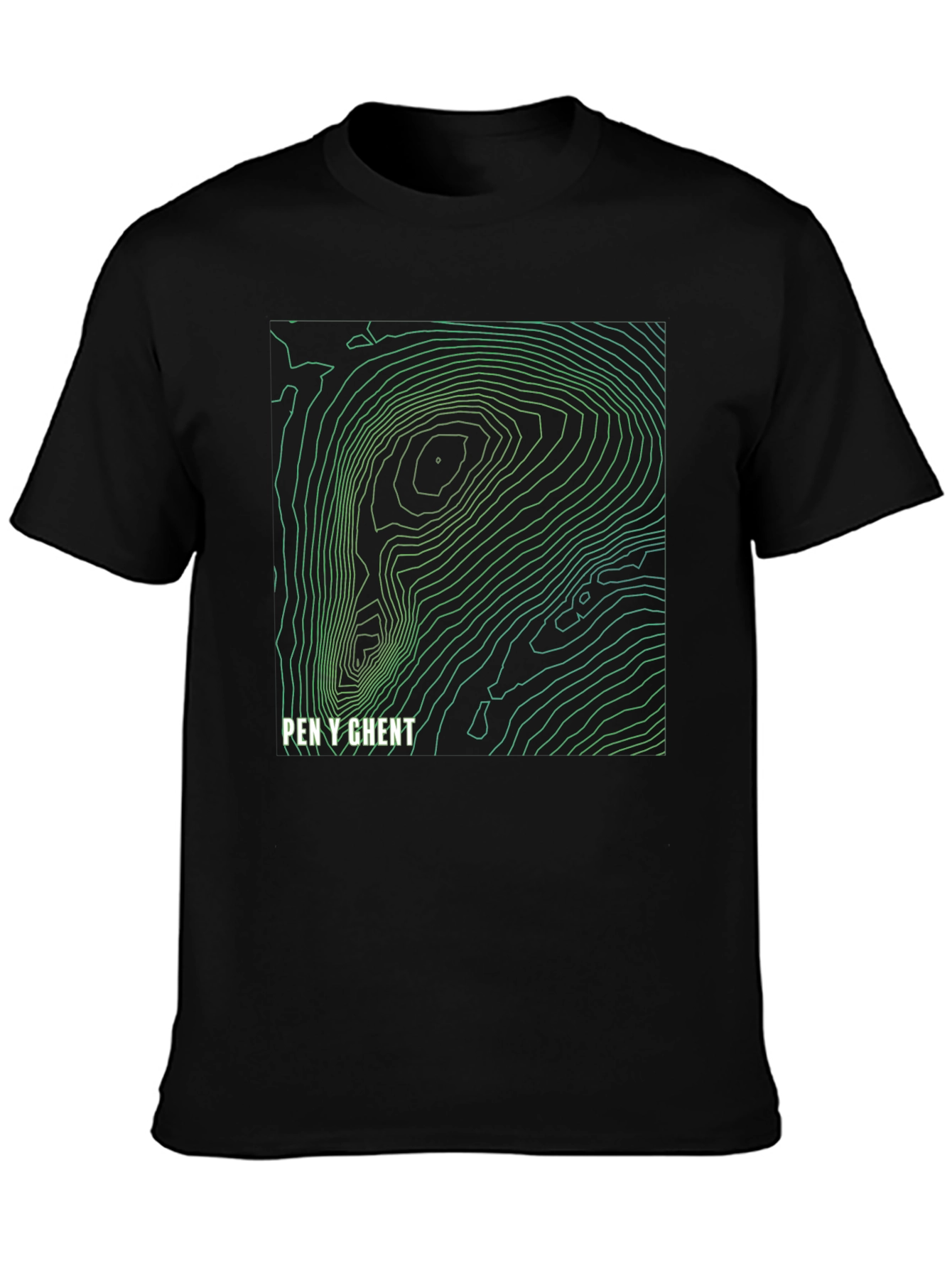 Pen Y Ghent Topographic Map T-Shirt - Black