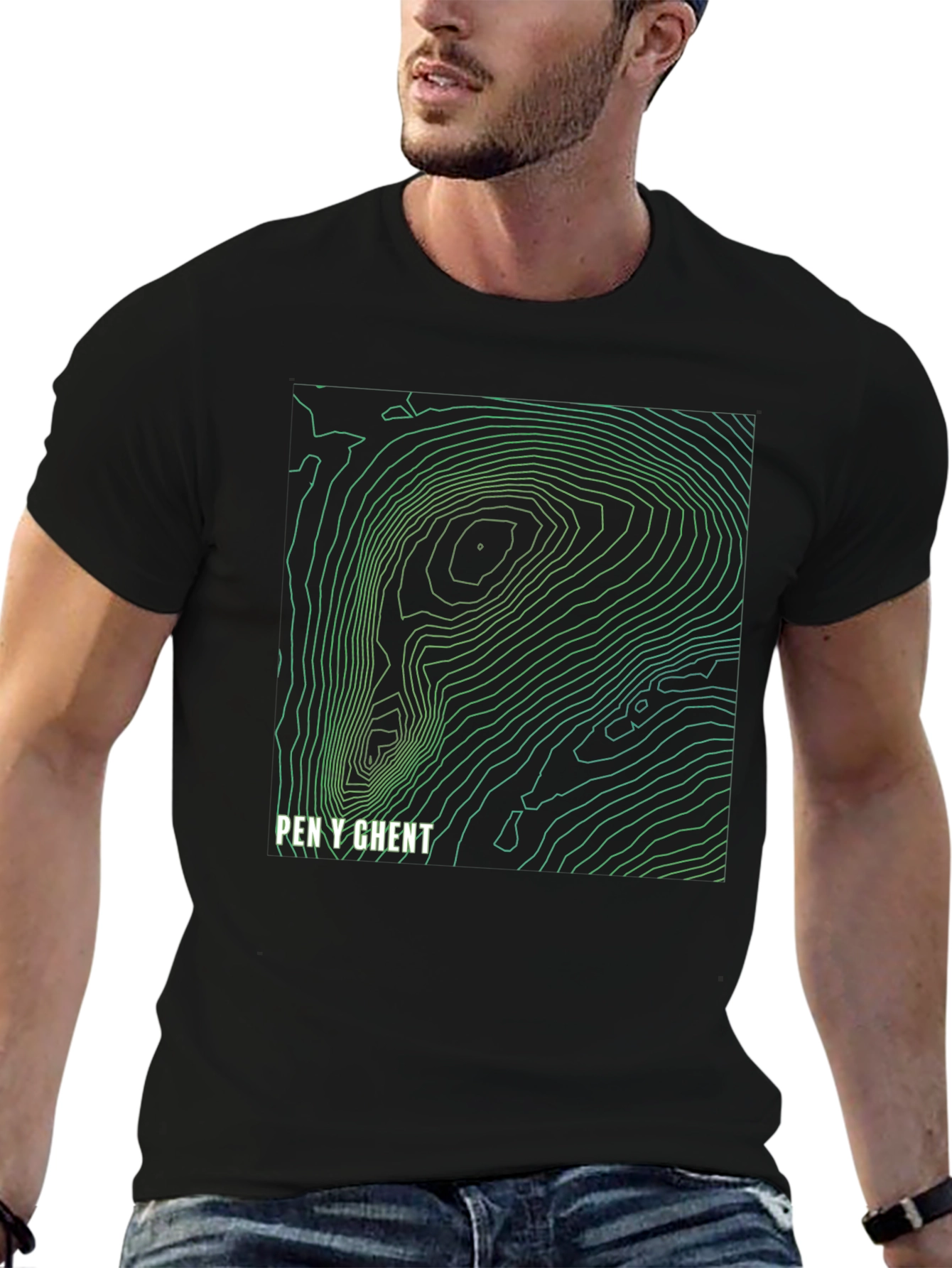 Pen Y Ghent Topographic Map T-Shirt - Black