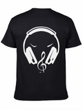 Music Lover T-Shirt - Headphones & Treble Clef Design