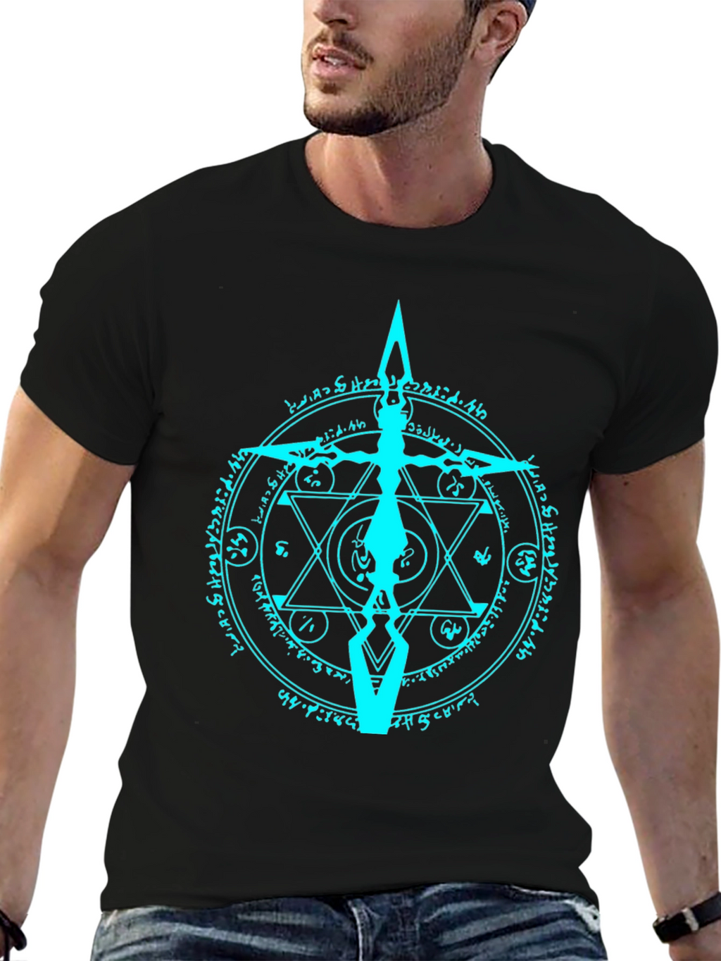 Mystic Symbol Graphic Print Black Tee