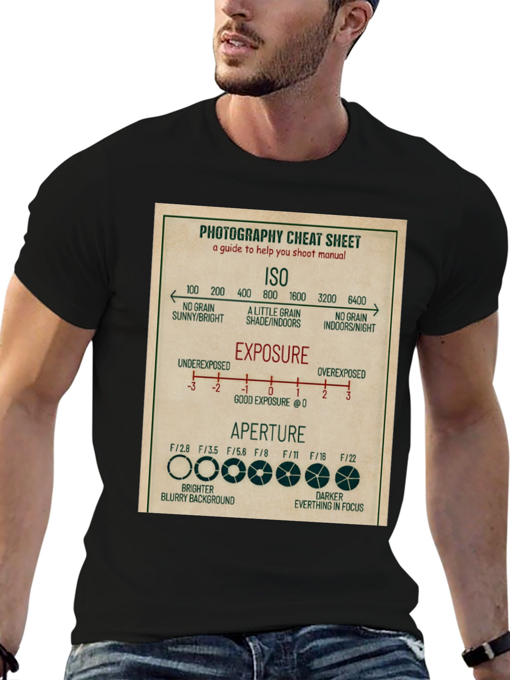 Photography Cheat Sheet T-Shirt - Camera Settings Guide Tee