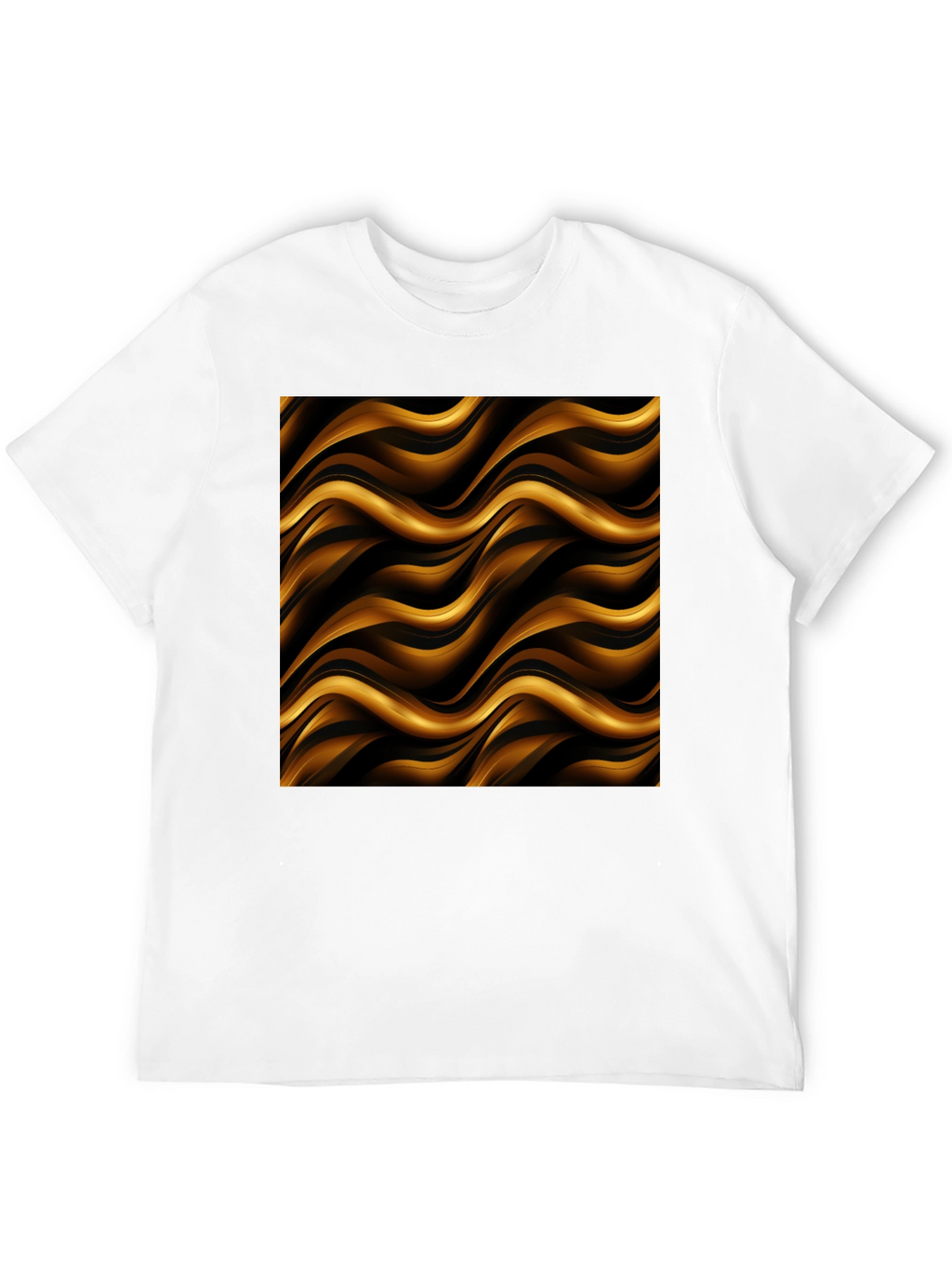 Stylish Black Tee with Abstract Gold Wave Design