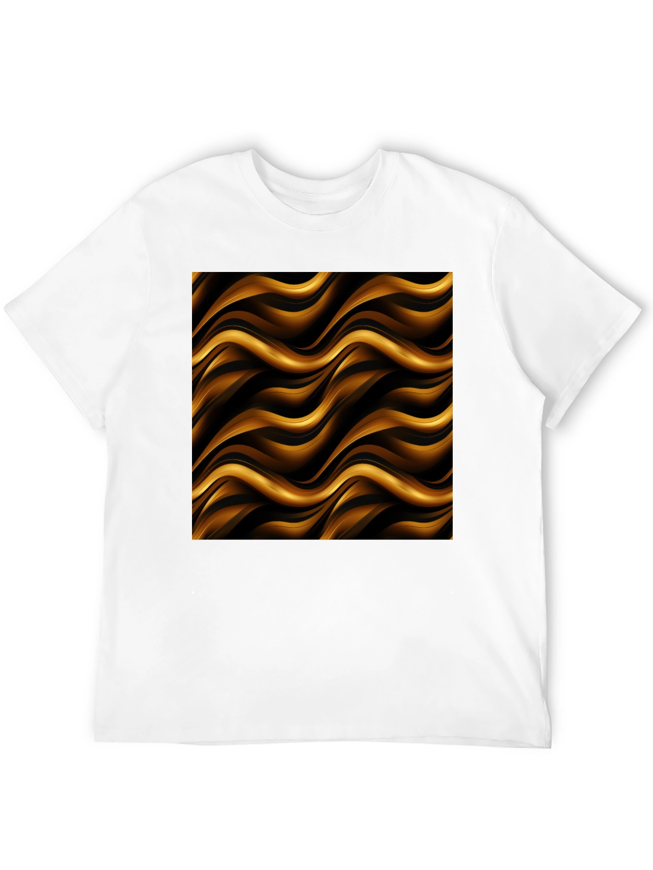 Stylish Black Tee with Abstract Gold Wave Design