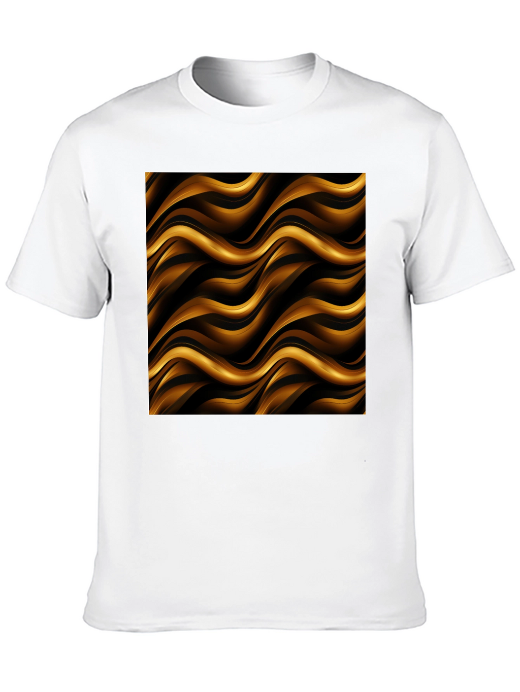 Stylish Black Tee with Abstract Gold Wave Design