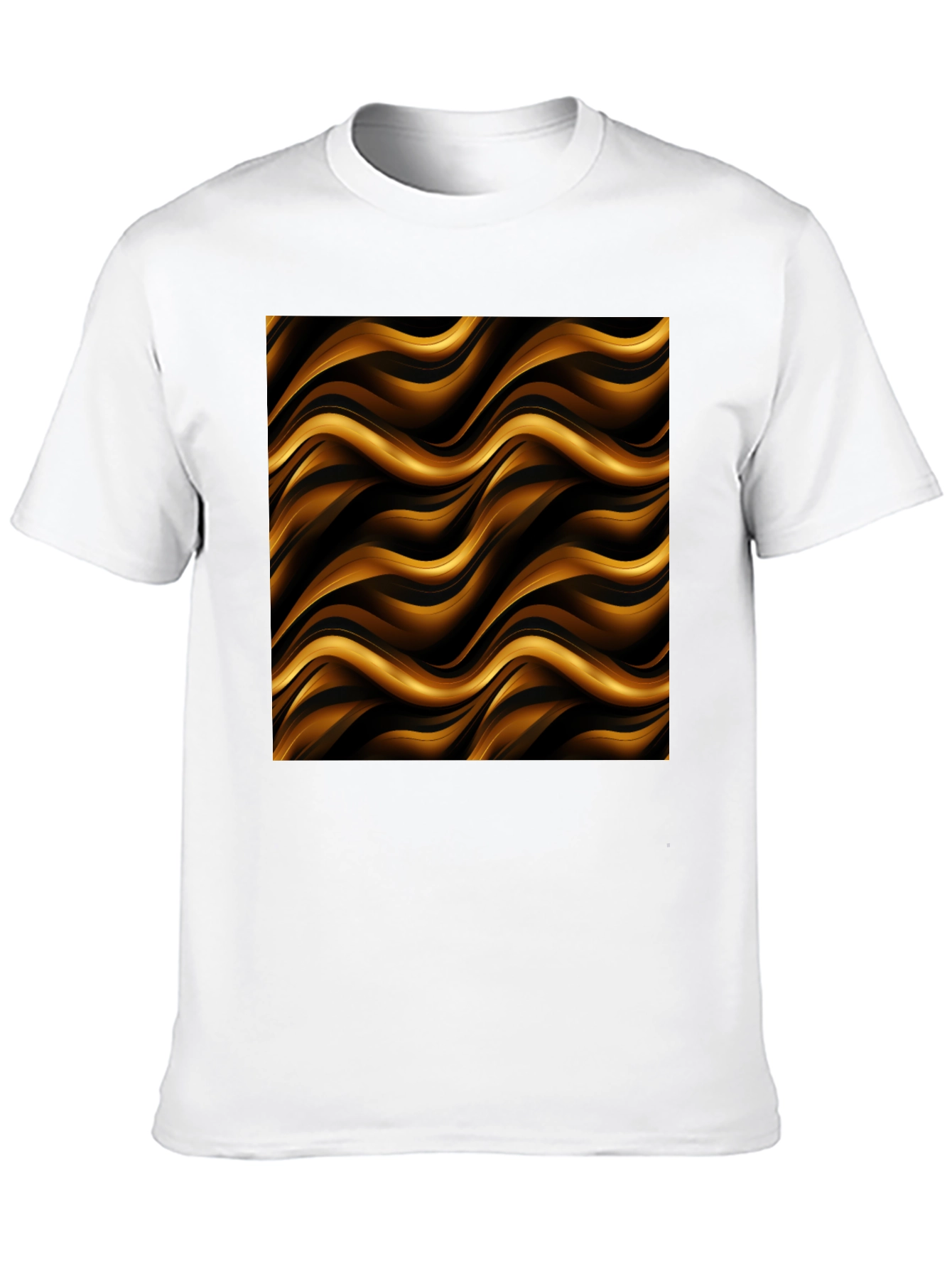 Stylish Black Tee with Abstract Gold Wave Design