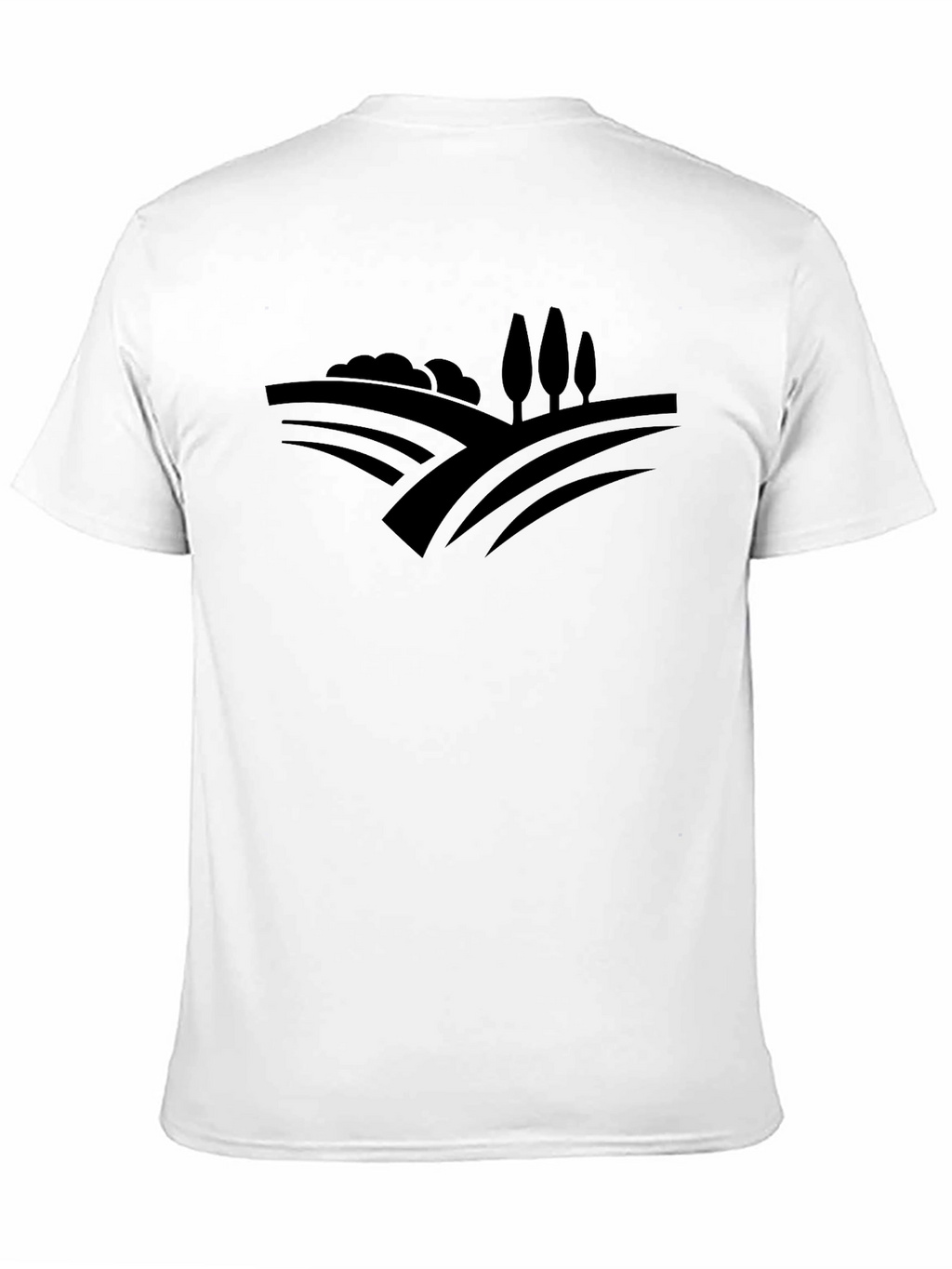 Stylish Black Tee with Countryside Graphic Design