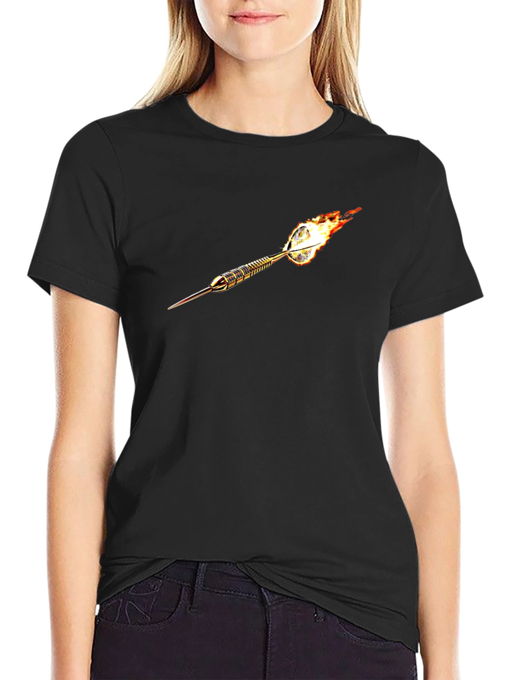 Flaming Dart Graphic Tee - Cool Black T-Shirt