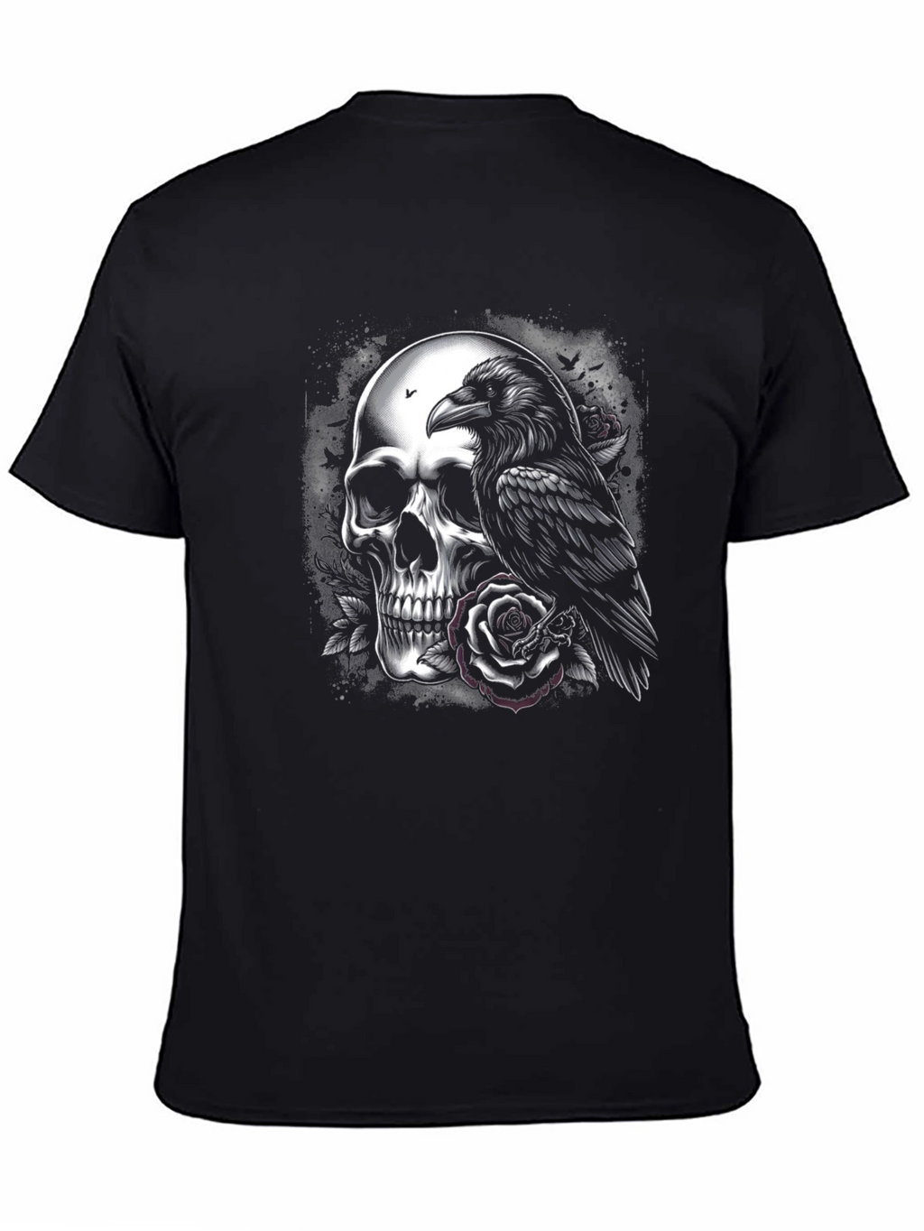 Skull Raven Rose Graphic Tee - Dark Aesthetic T-Shirt