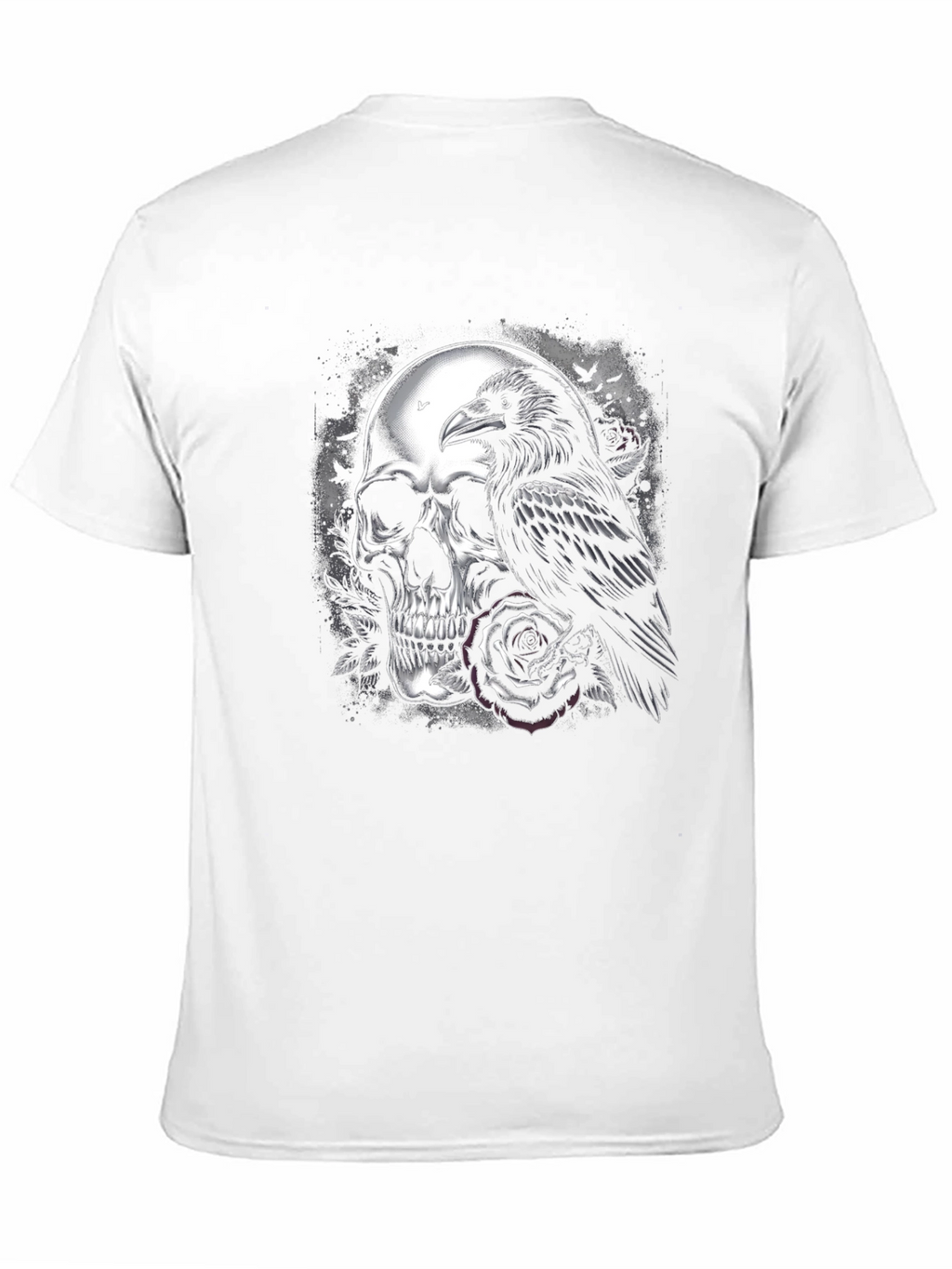 Skull Raven Rose Graphic Tee - Dark Aesthetic T-Shirt