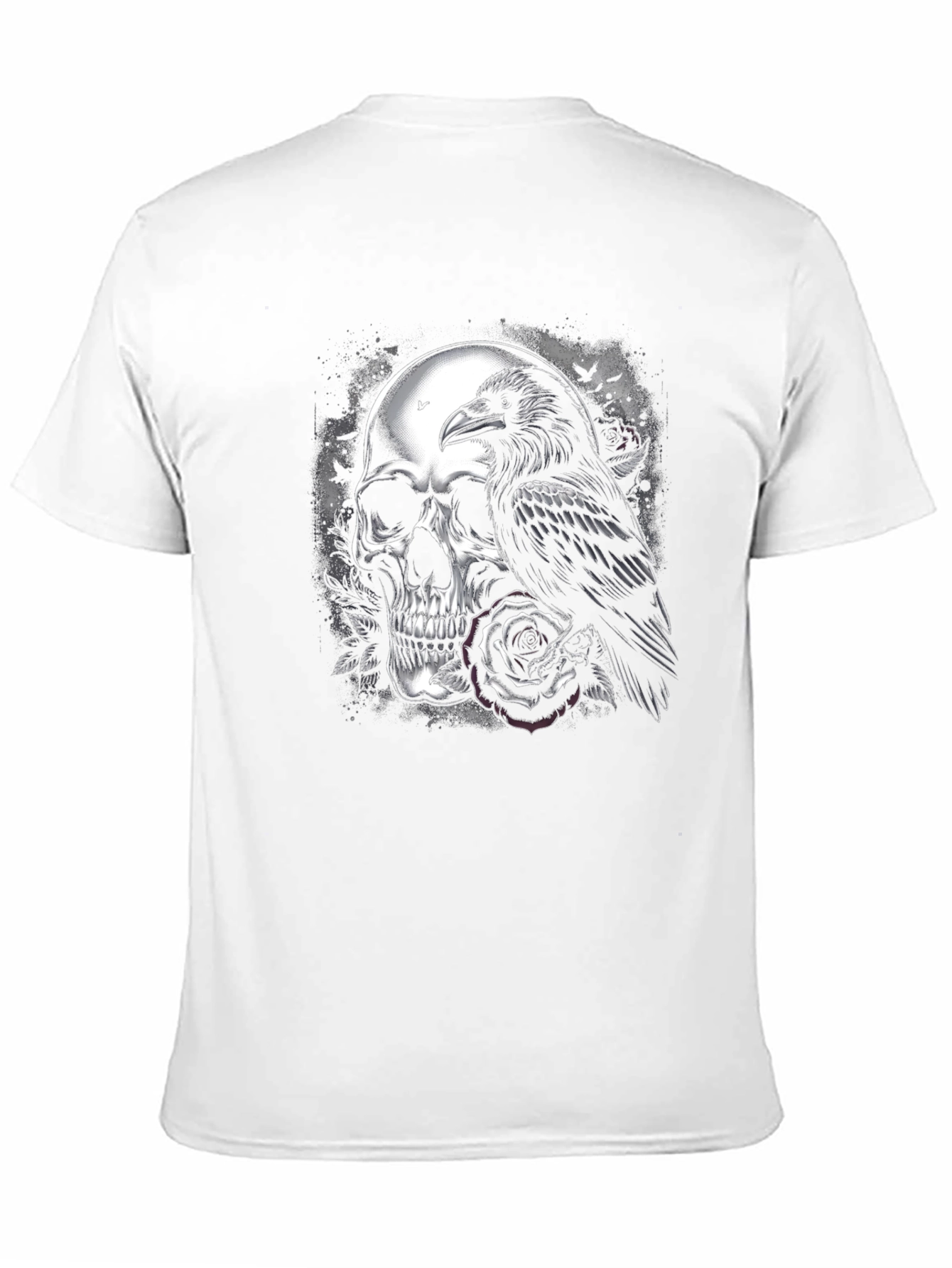 Skull Raven Rose Graphic Tee - Dark Aesthetic T-Shirt