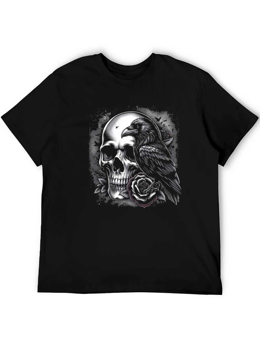 Skull Raven Rose Graphic Tee - Dark Aesthetic T-Shirt