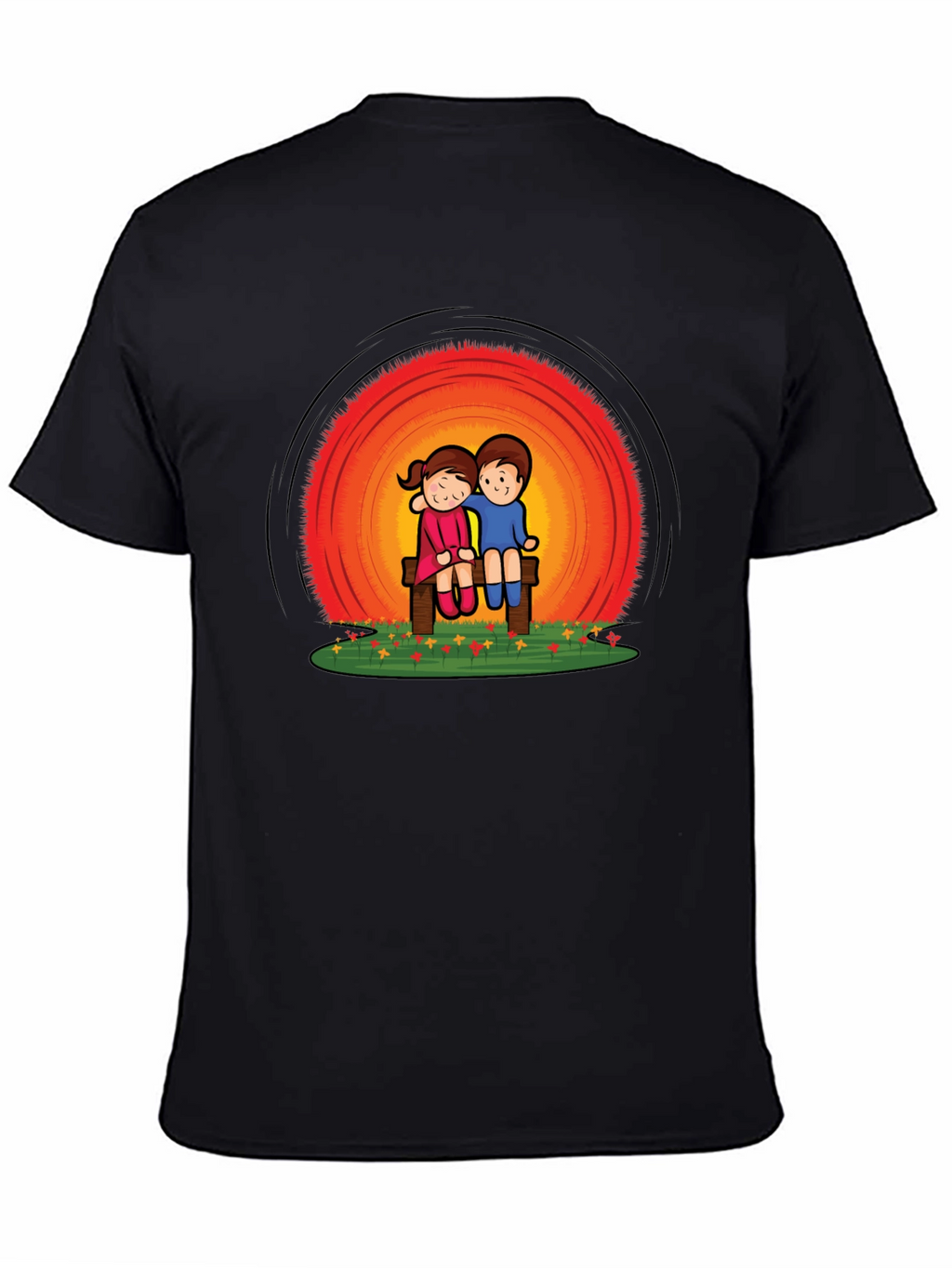 Couple on Bench Graphic Tee - Black
