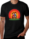 Couple on Bench Graphic Tee - Black