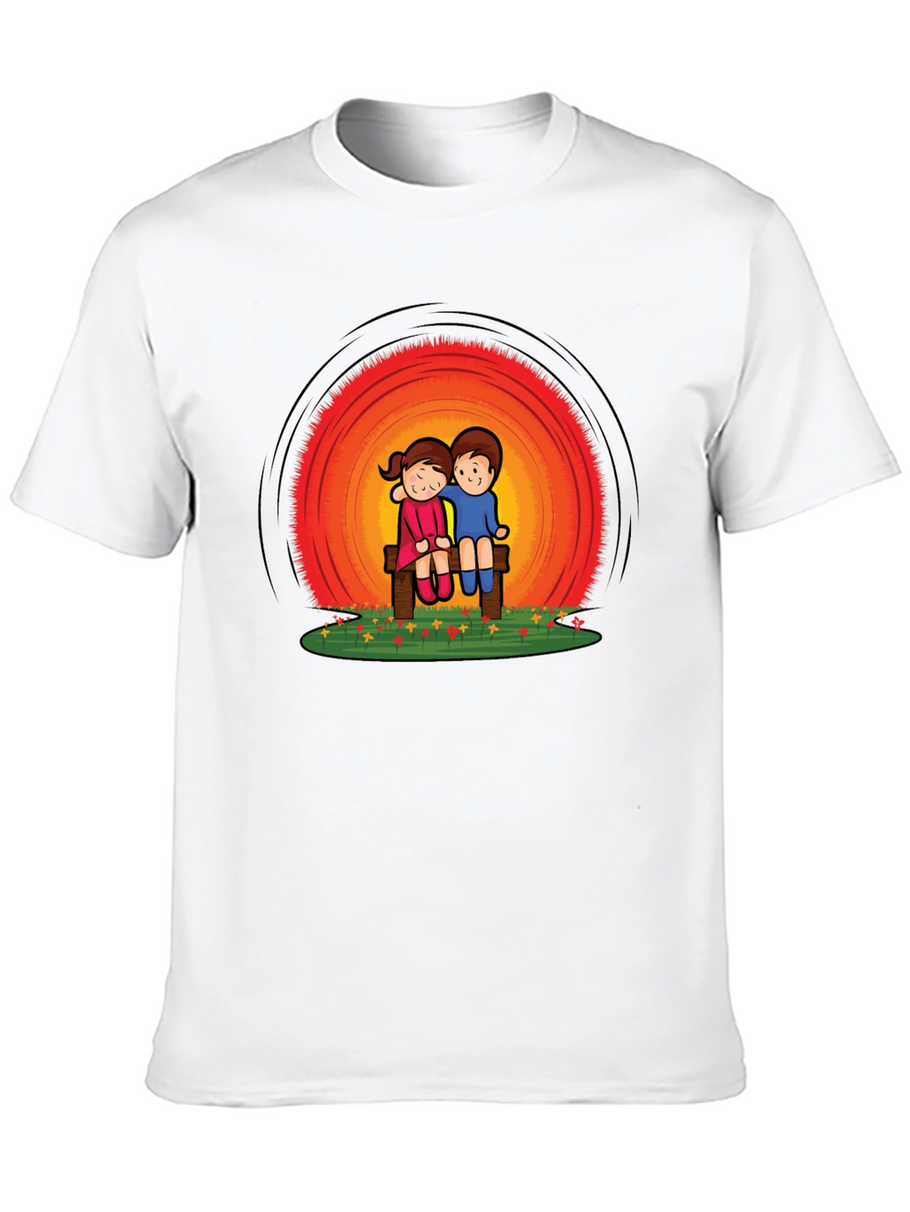 Couple on Bench Graphic Tee - Black