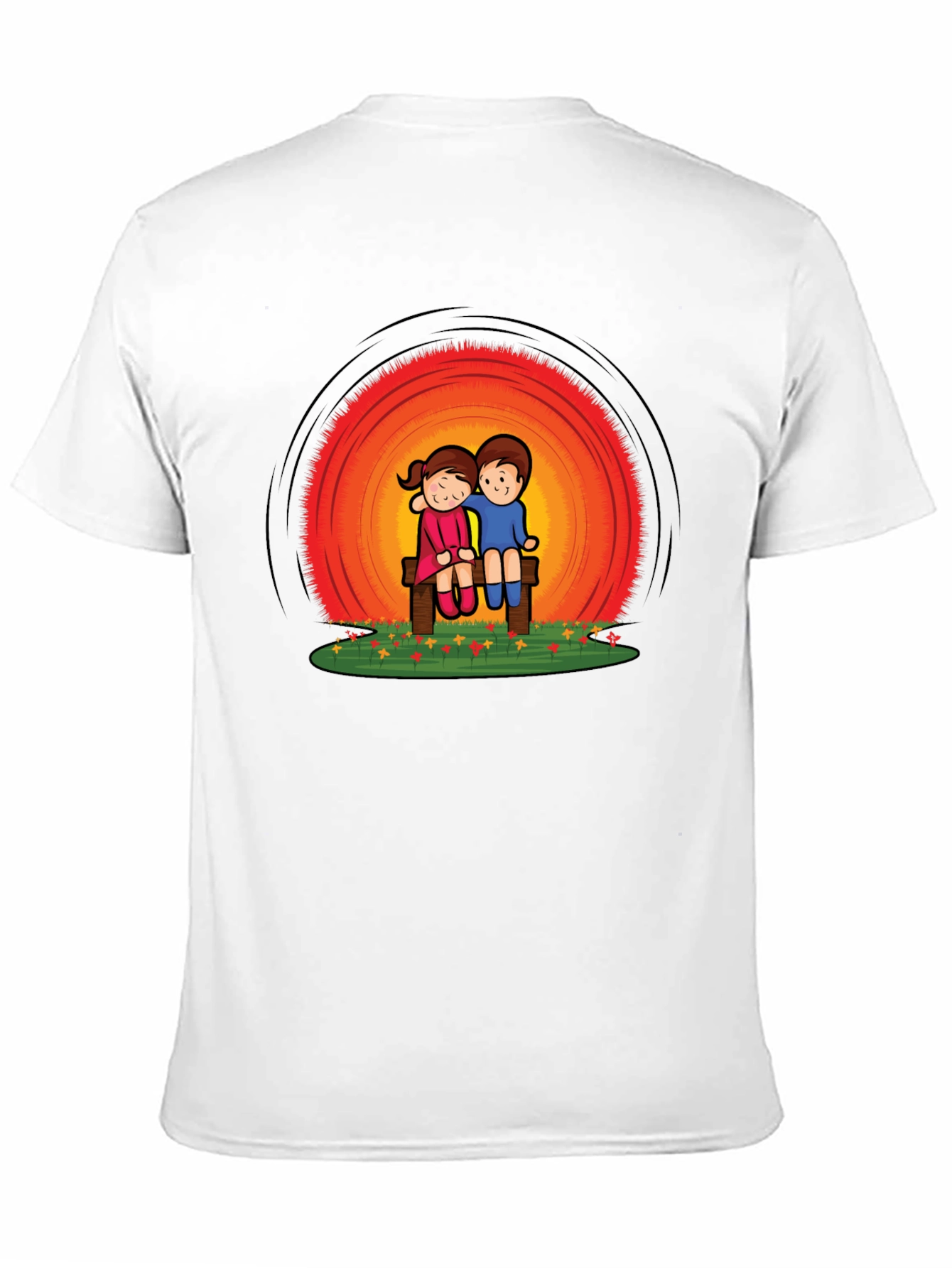 Couple on Bench Graphic Tee - Black
