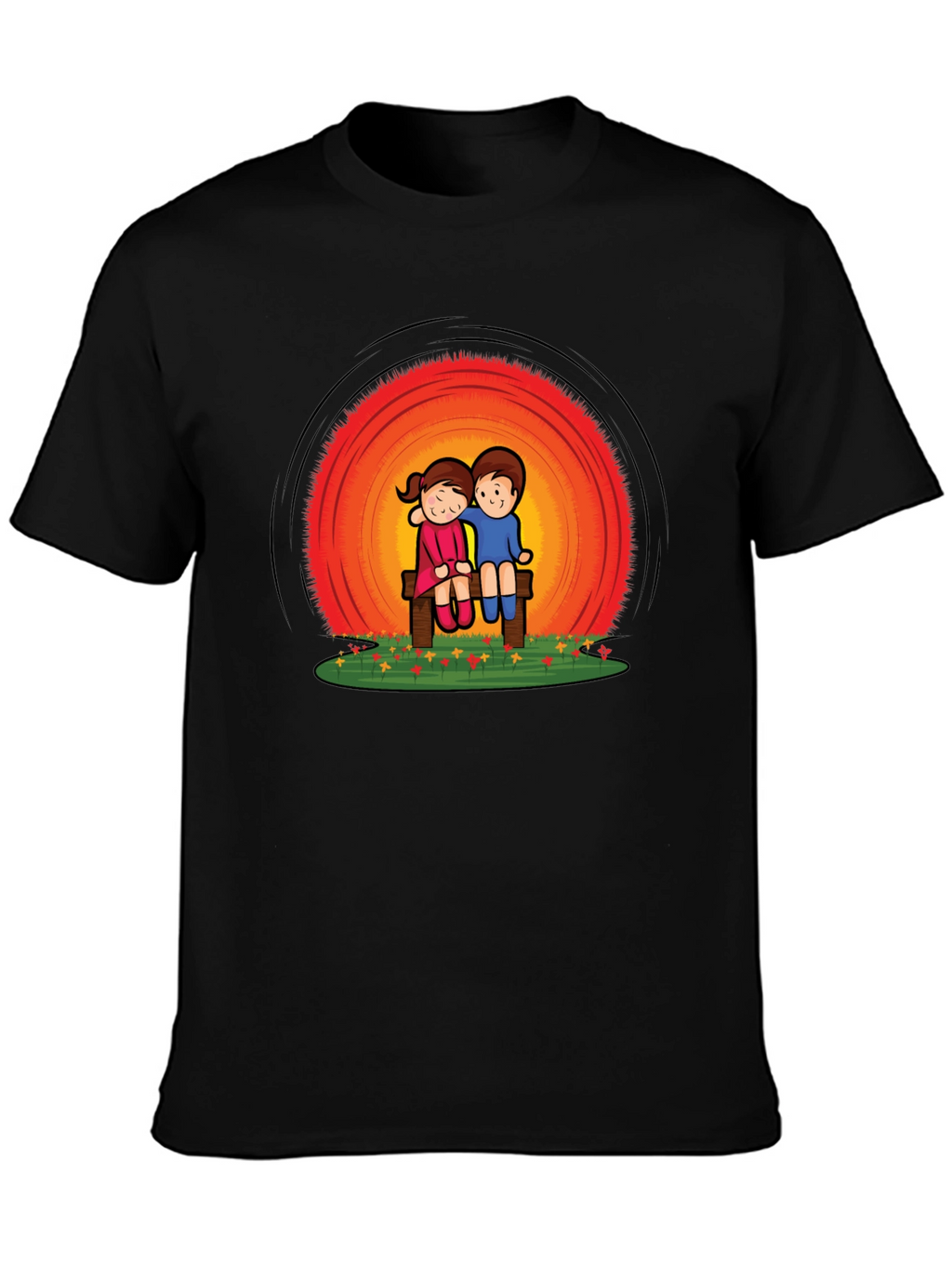 Couple on Bench Graphic Tee - Black
