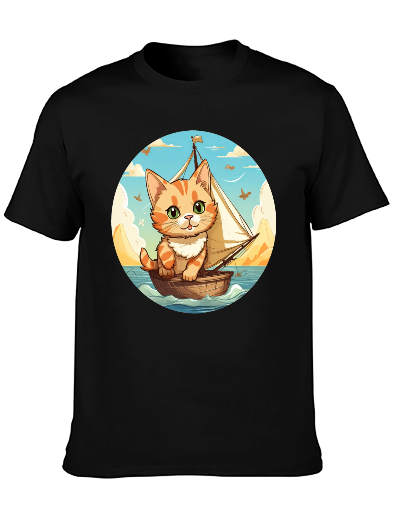 Cute Cat Sailor T-Shirt - Whimsical Graphic Tee
