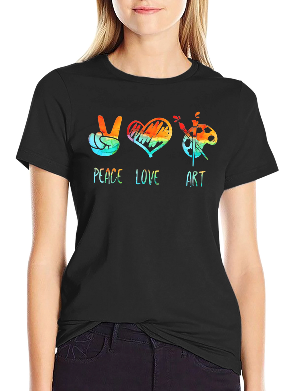 Peace Love Art Graphic Tee - Black