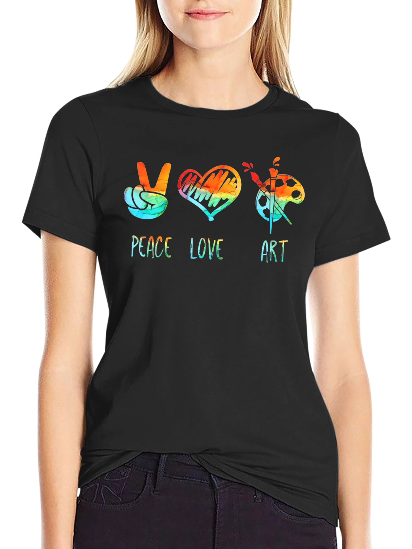 Peace Love Art Graphic Tee - Black