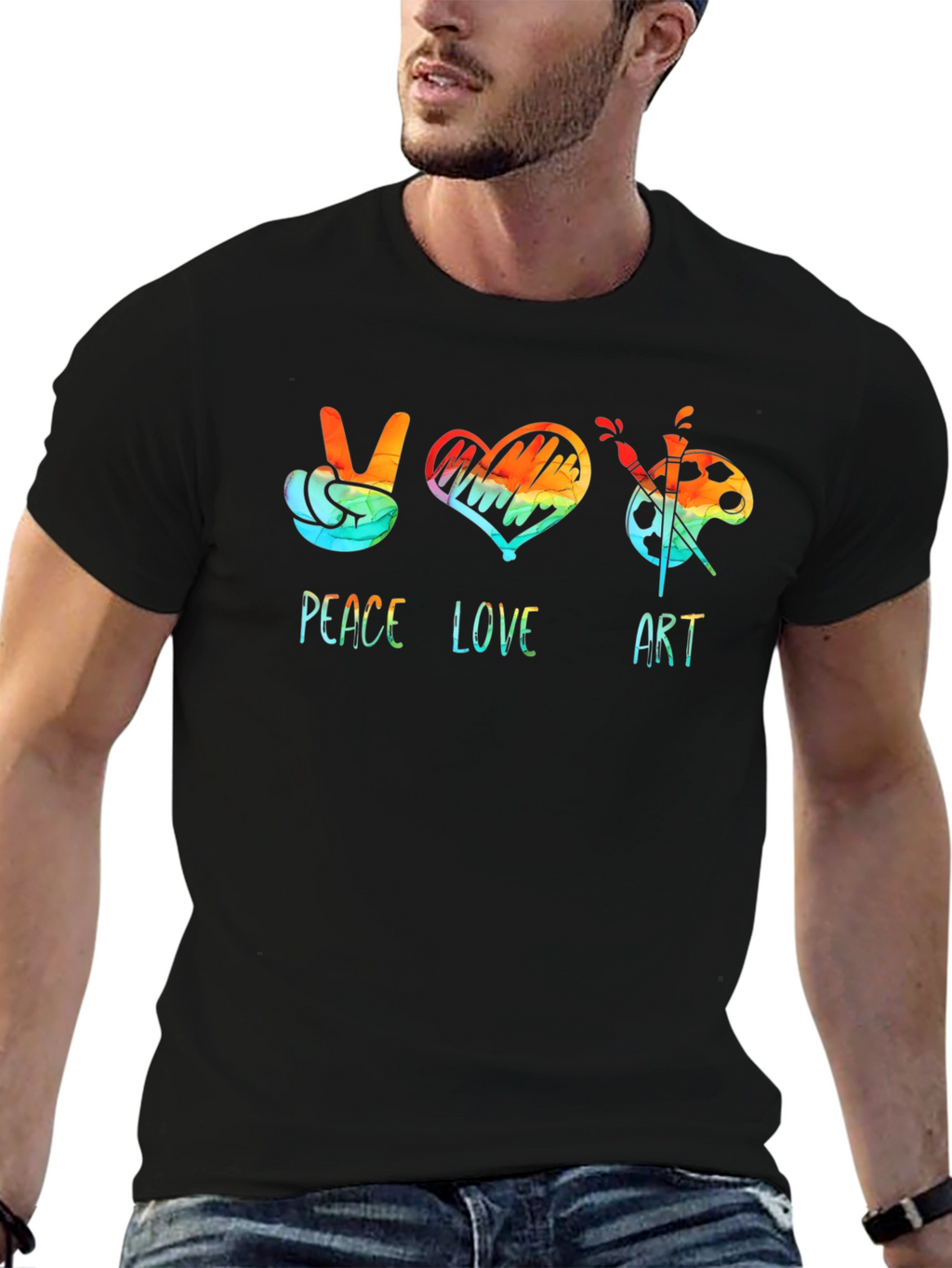 Peace Love Art Graphic Tee - Black
