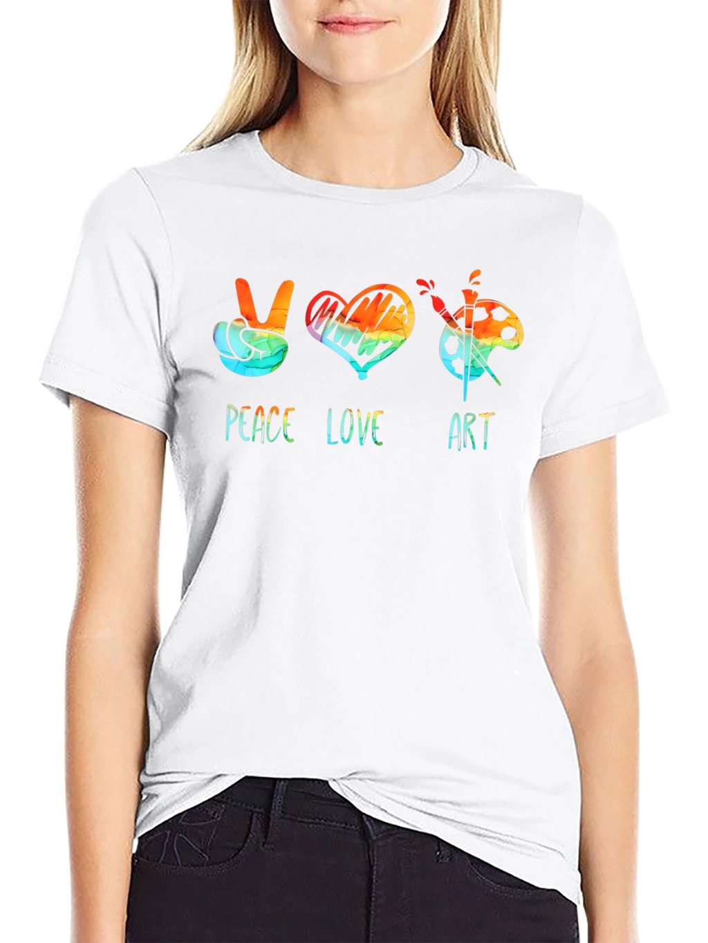 Peace Love Art Graphic Tee - Black