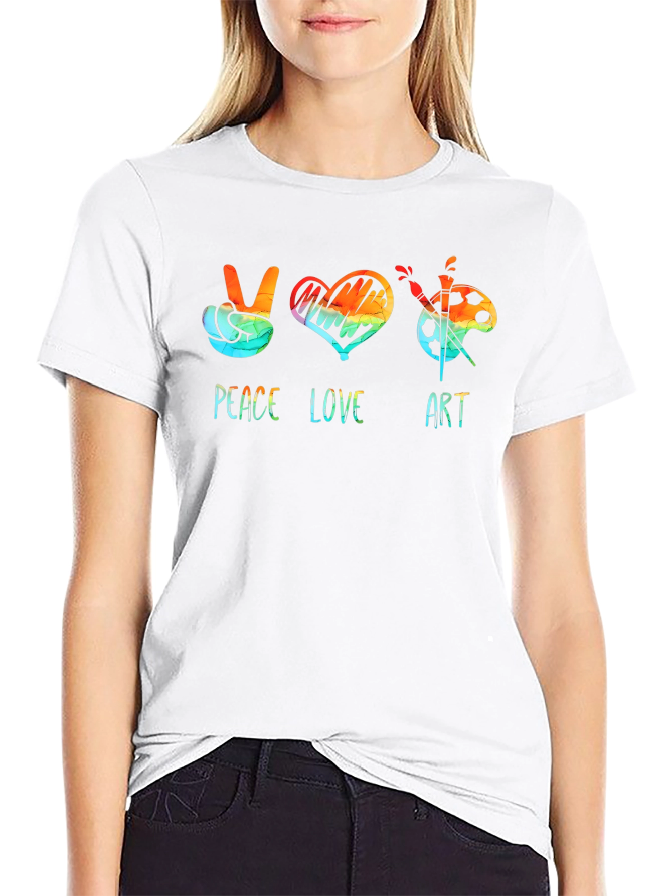 Peace Love Art Graphic Tee - Black