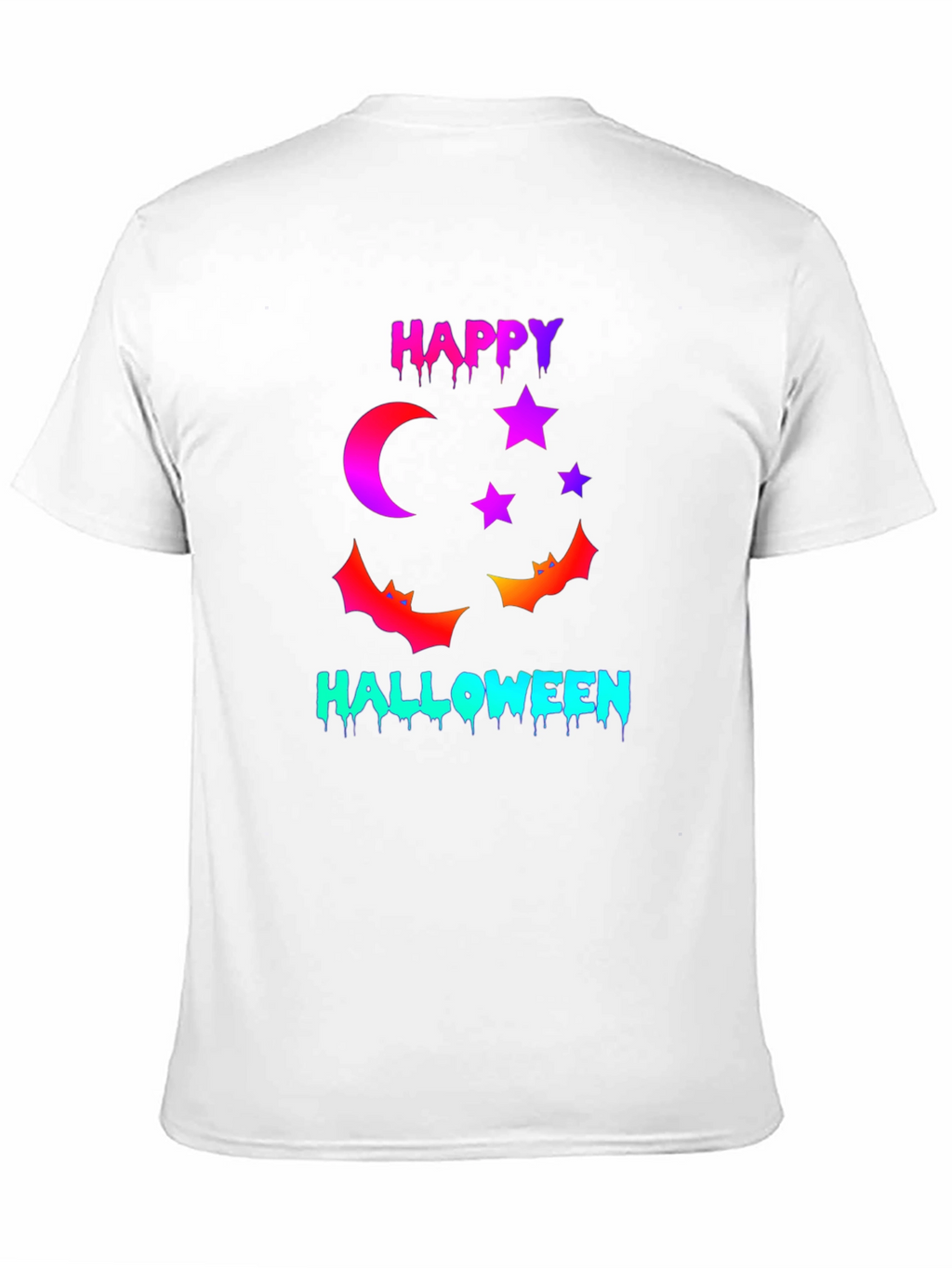 Happy Halloween T-Shirt with Moon Stars and Bats