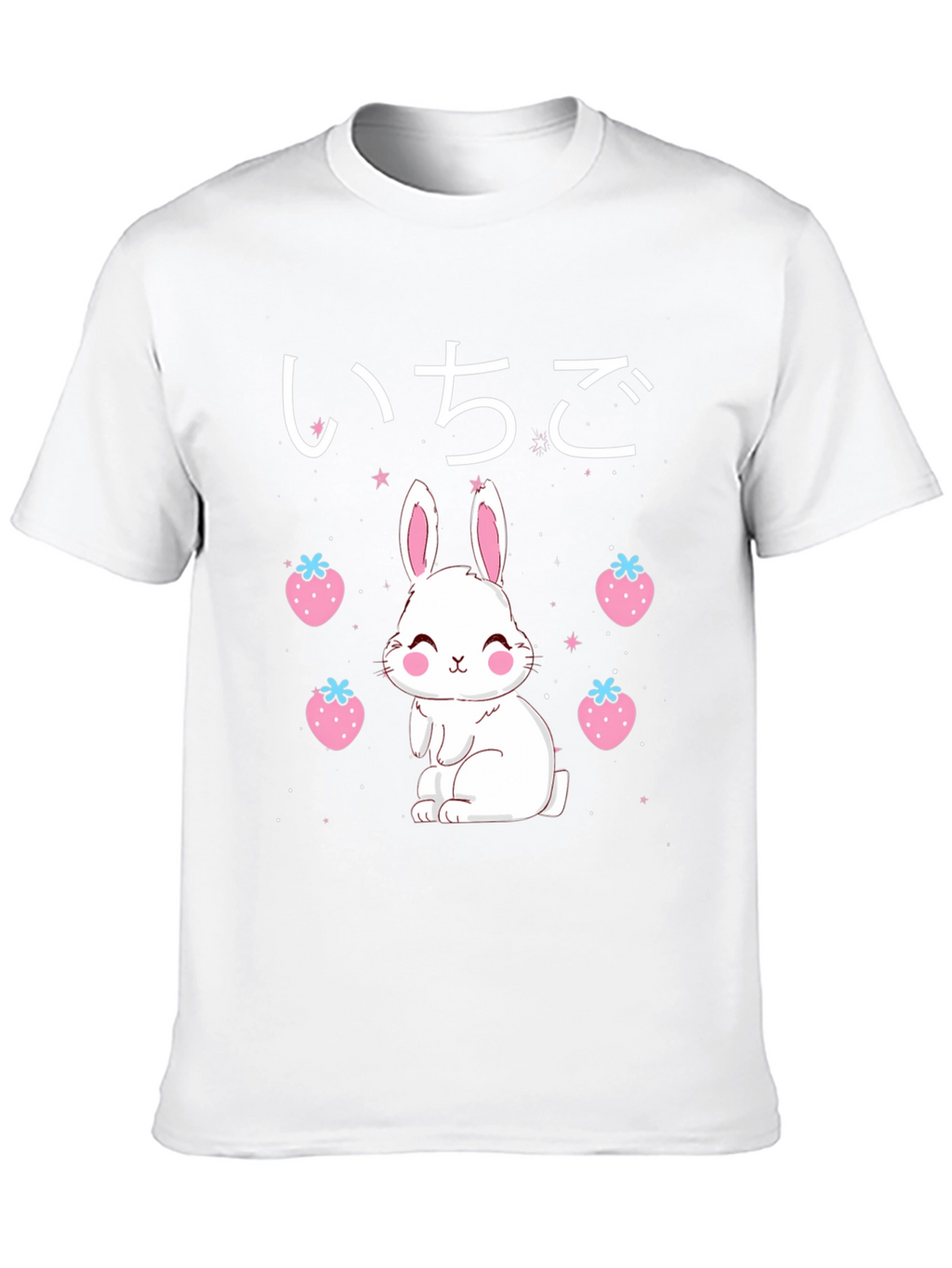 Kawaii Bunny & Strawberry Black T-Shirt
