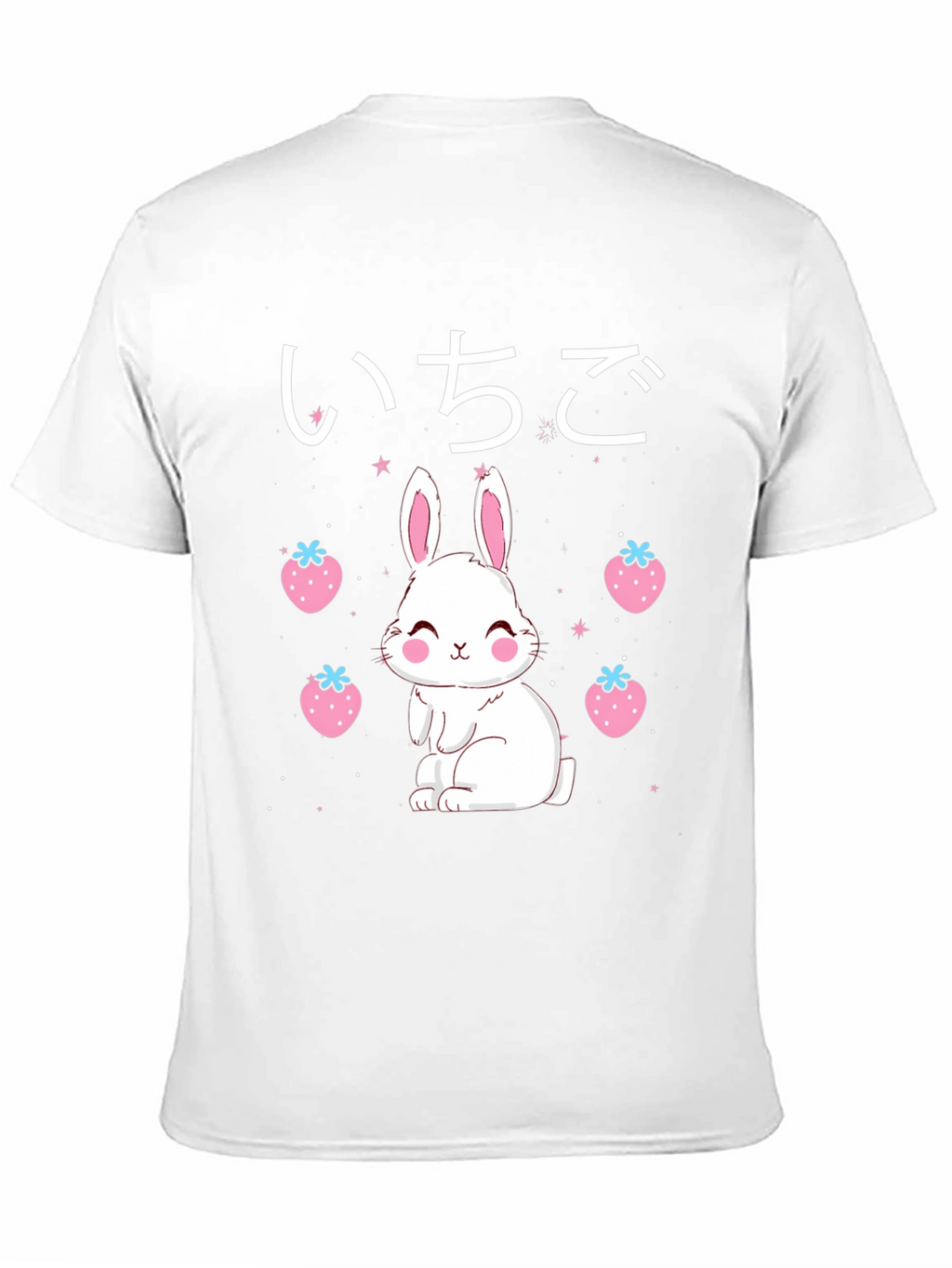 Kawaii Bunny & Strawberry Black T-Shirt