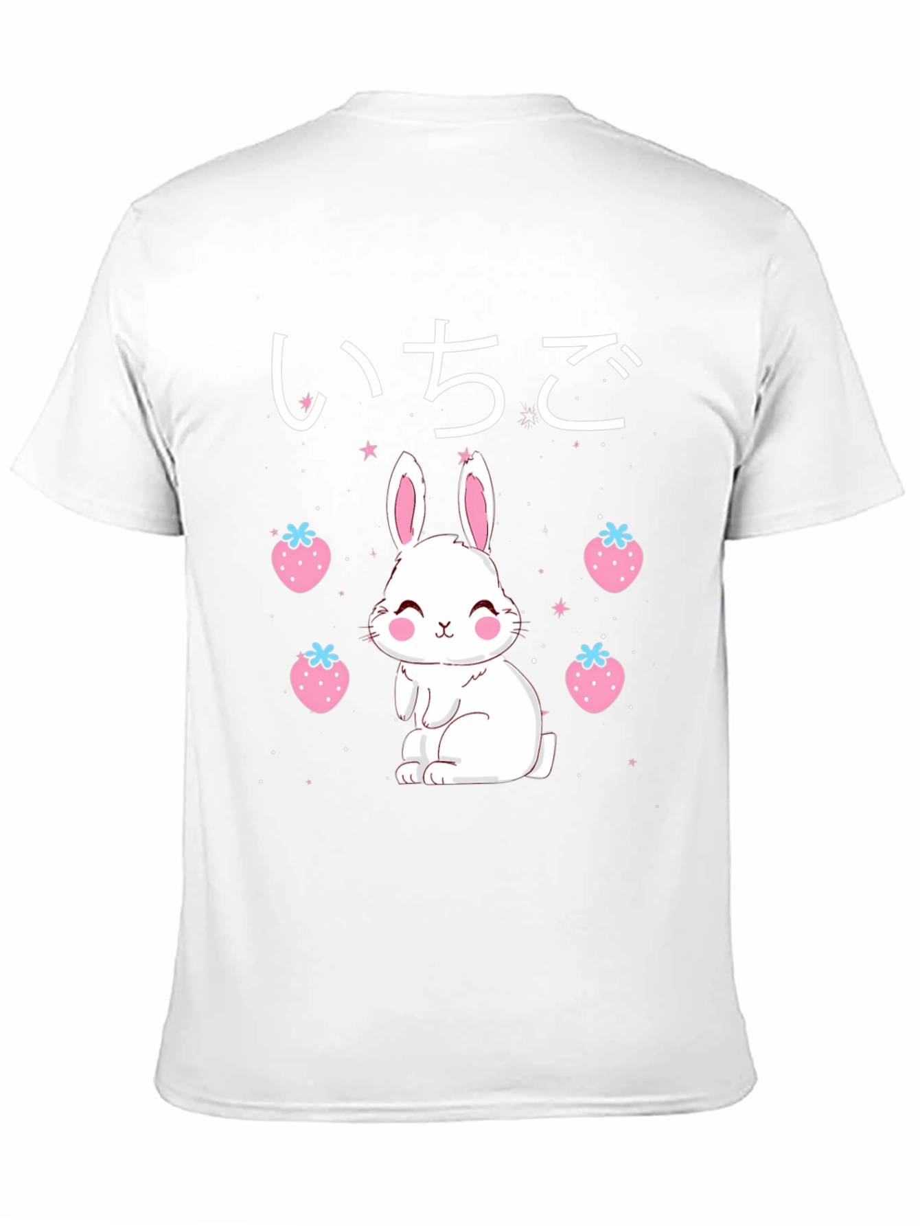 Kawaii Bunny & Strawberry Black T-Shirt