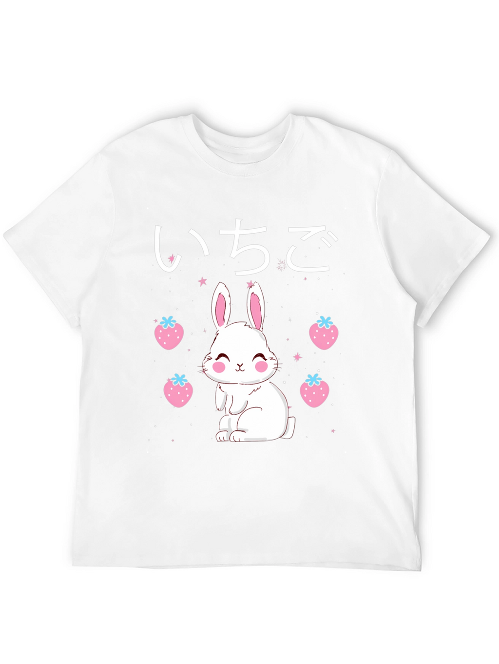 Kawaii Bunny & Strawberry Black T-Shirt