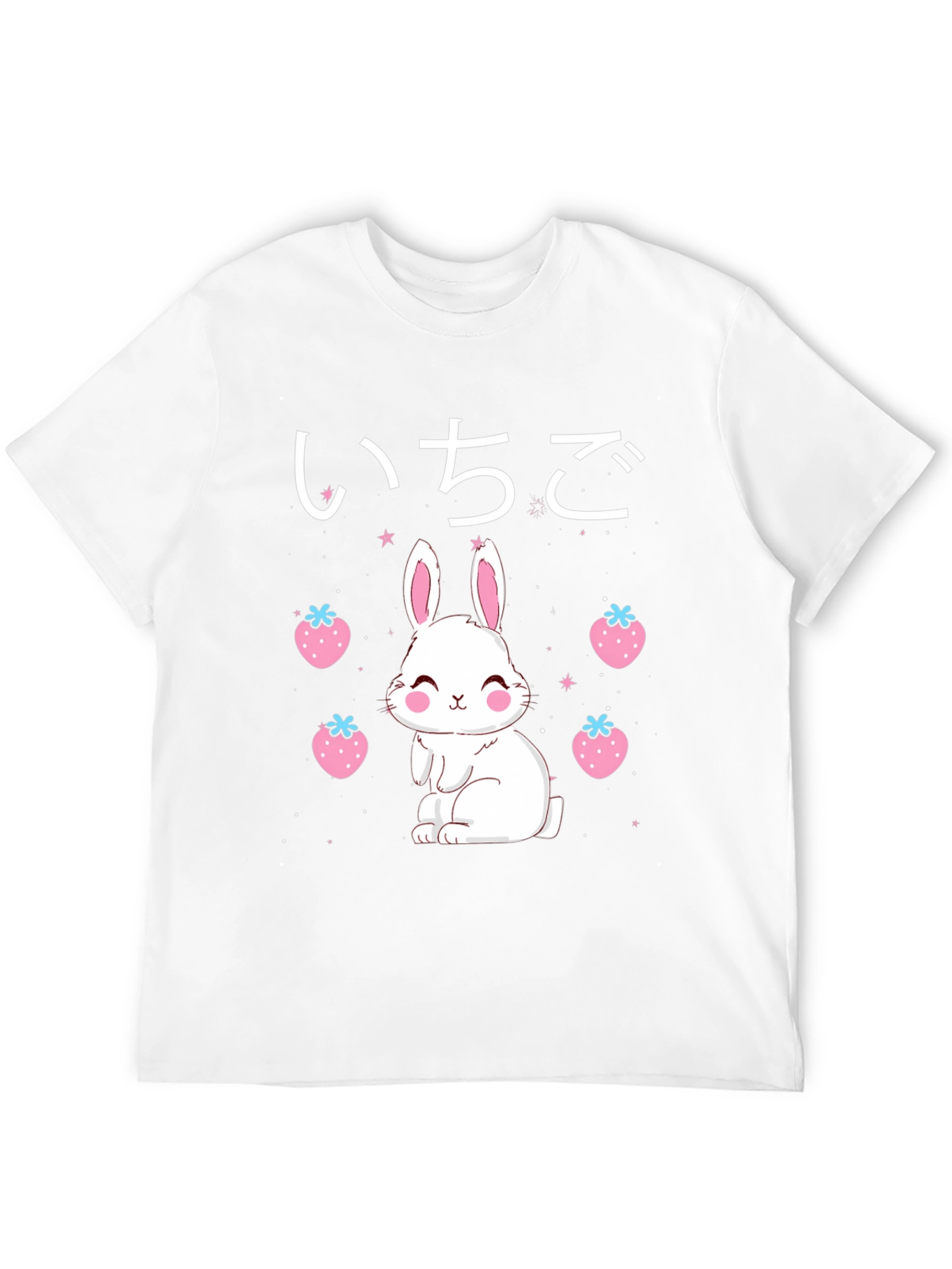 Kawaii Bunny & Strawberry Black T-Shirt