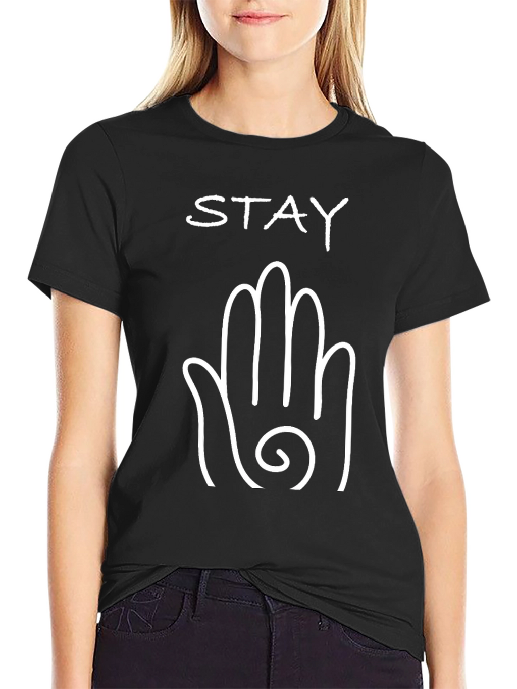 Stay Hand Graphic Tee - Black Cotton T-Shirt