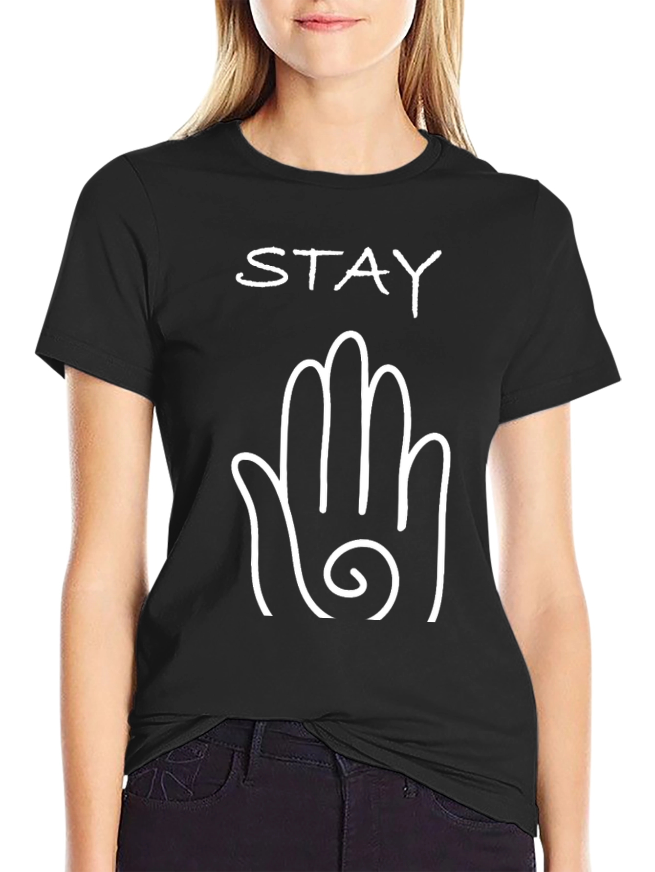 Stay Hand Graphic Tee - Black Cotton T-Shirt