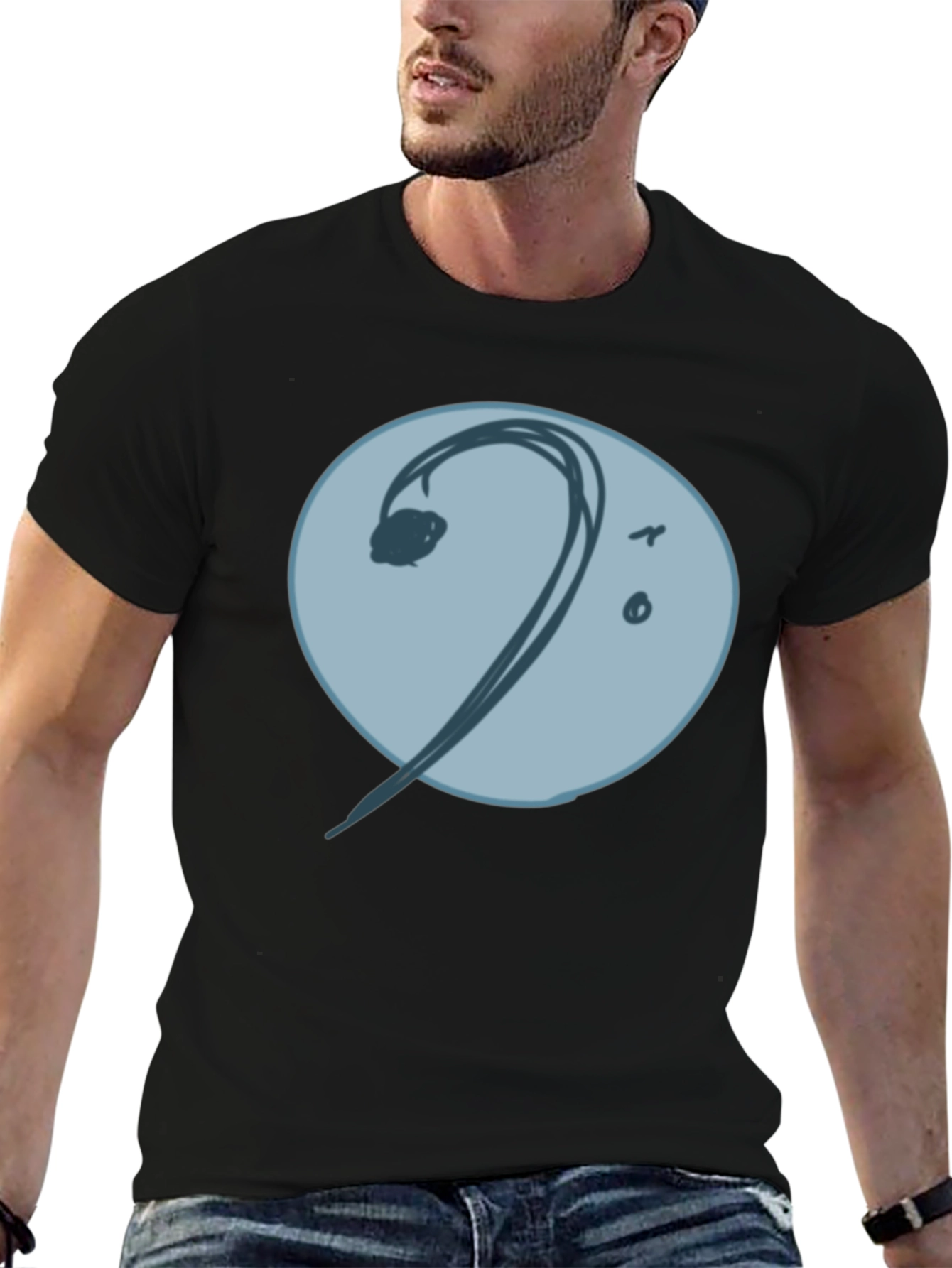 Abstract Wave Graphic Black T-Shirt