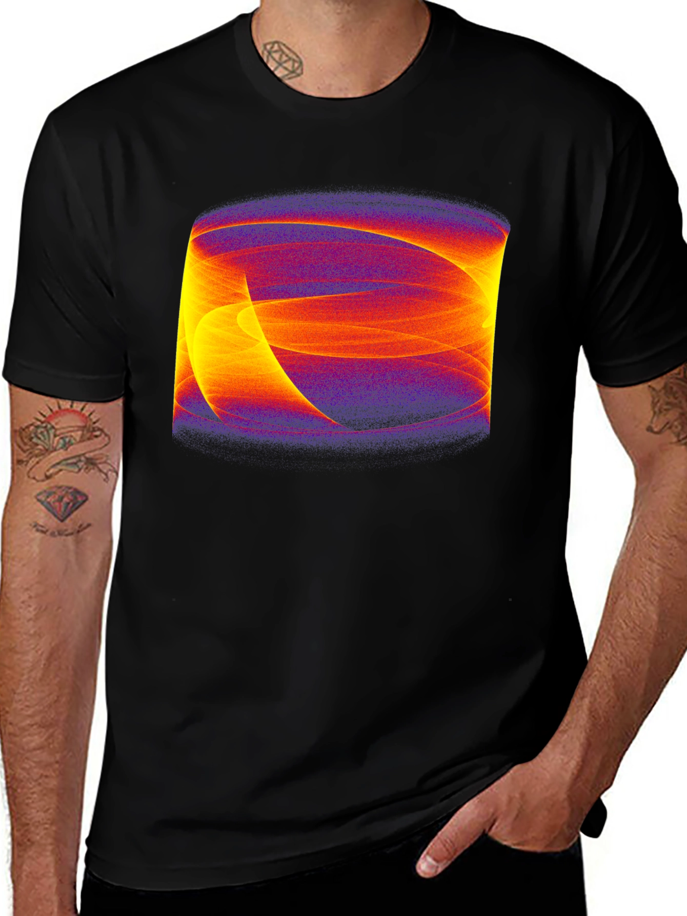Abstract Swirl Graphic Black Tee