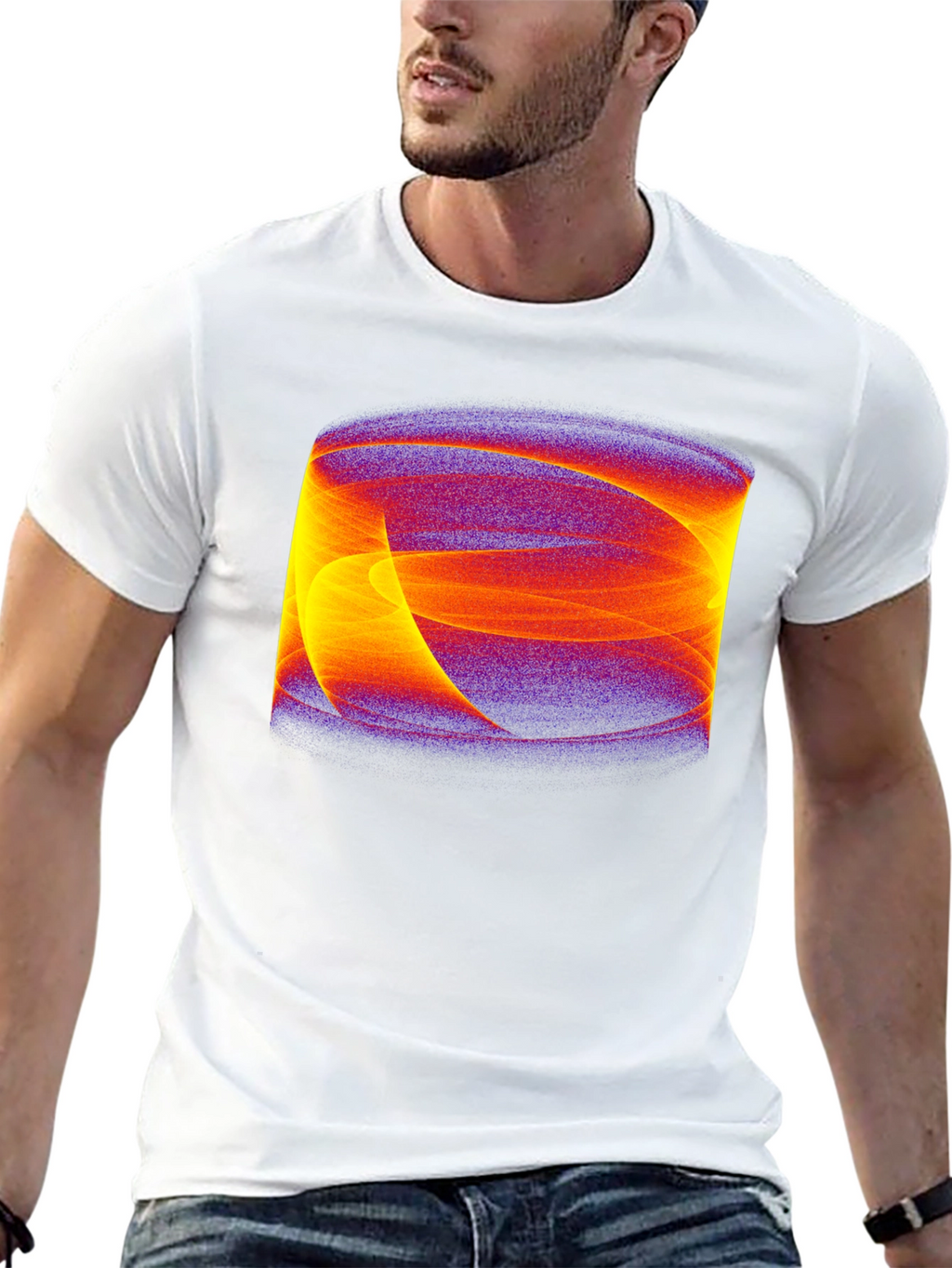 Abstract Swirl Graphic Black Tee