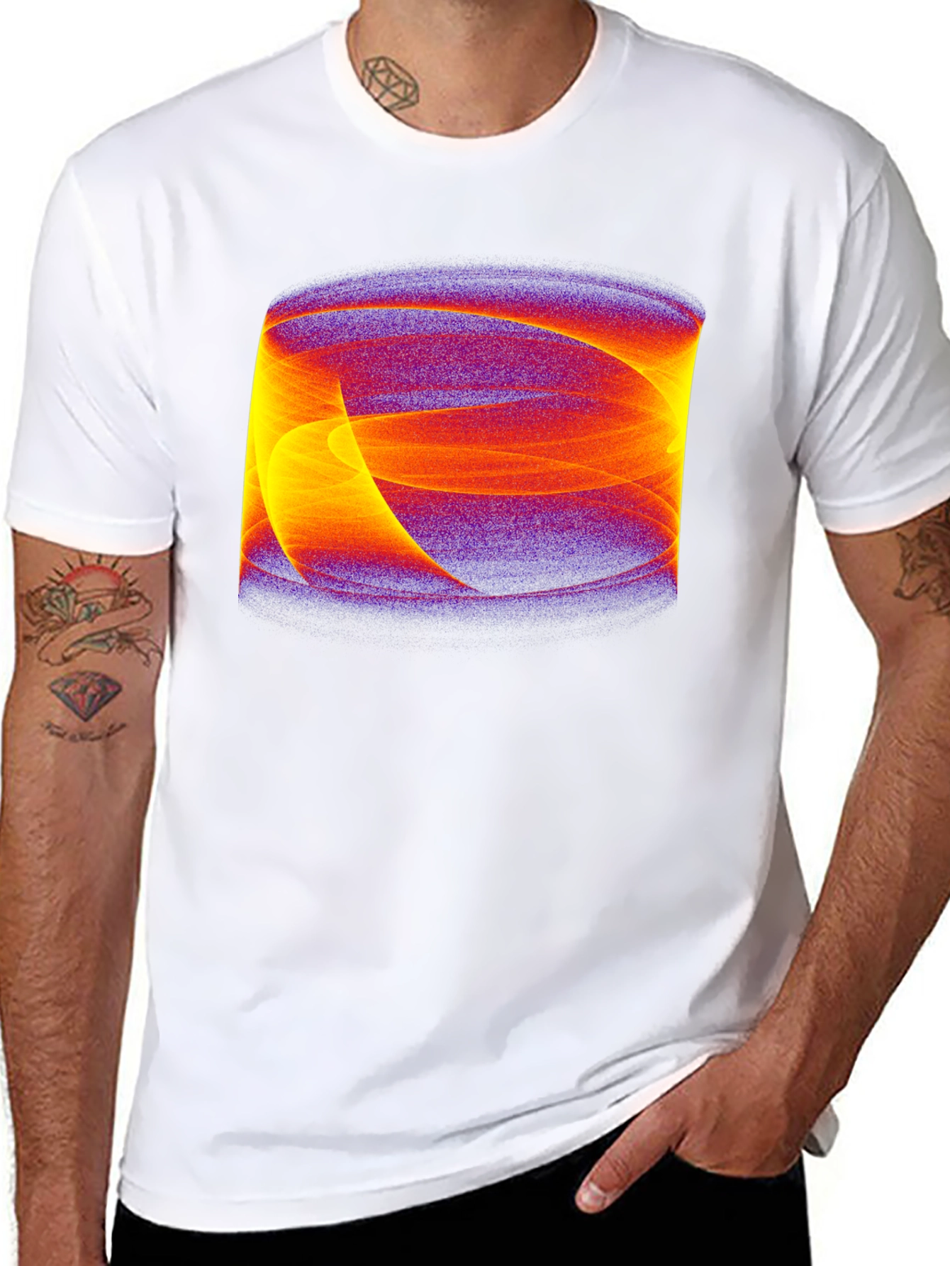 Abstract Swirl Graphic Black Tee