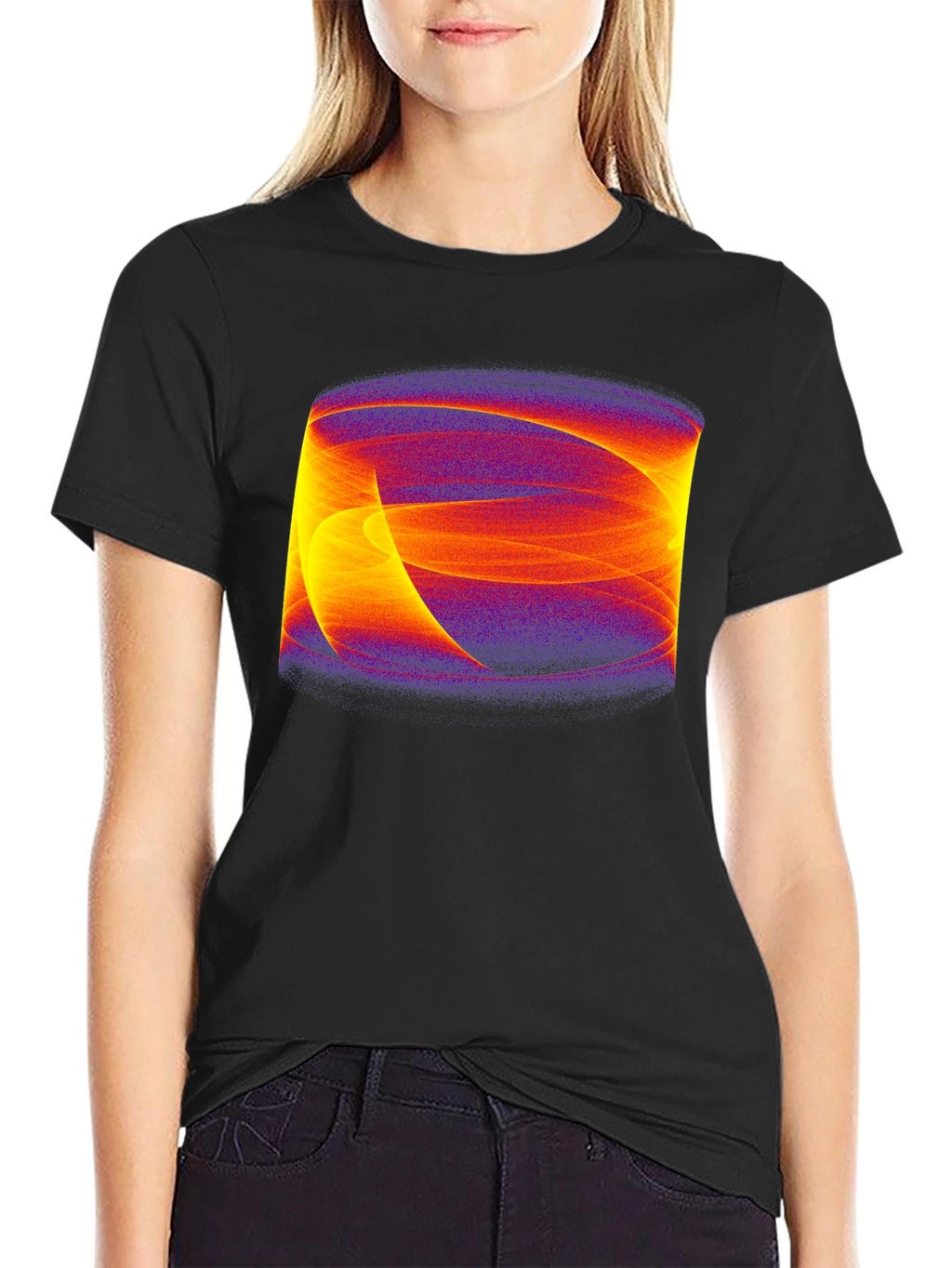 Abstract Swirl Graphic Black Tee
