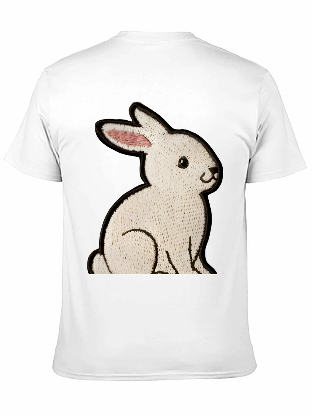 Black T-Shirt with Embroidered Rabbit