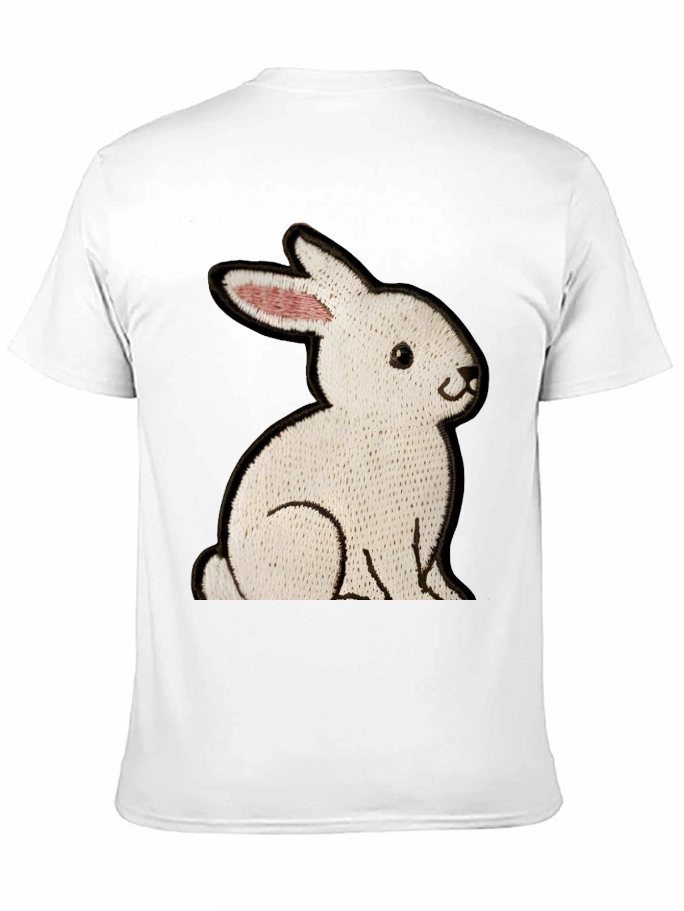Black T-Shirt with Embroidered Rabbit
