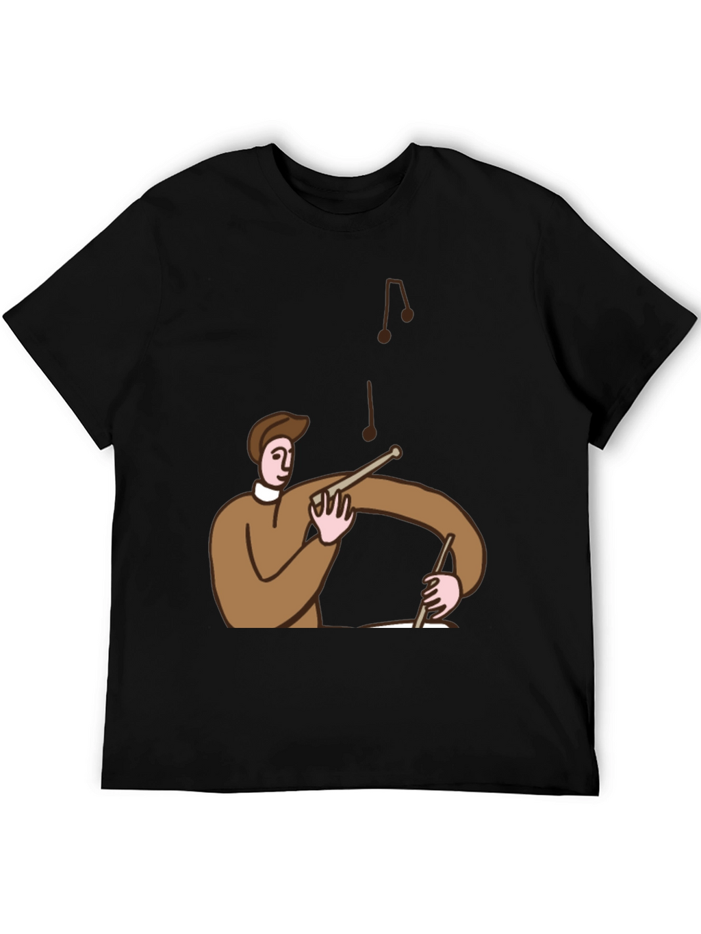Cartoon Drummer T-Shirt - Black Cotton Tee