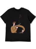 Cartoon Drummer T-Shirt - Black Cotton Tee