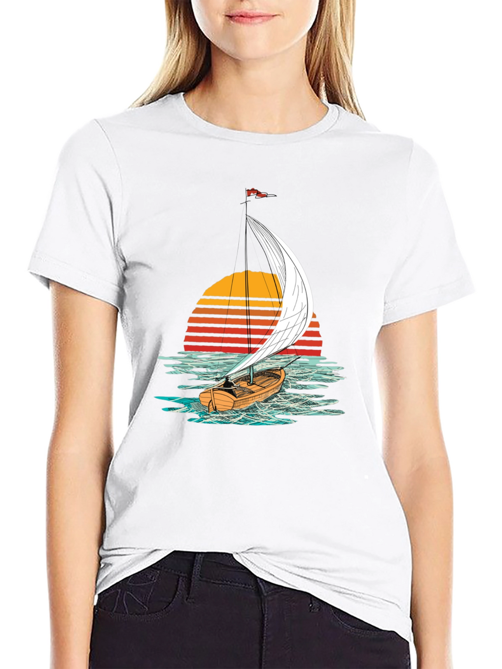 Sailboat Sunset Graphic Tee - Black T-Shirt