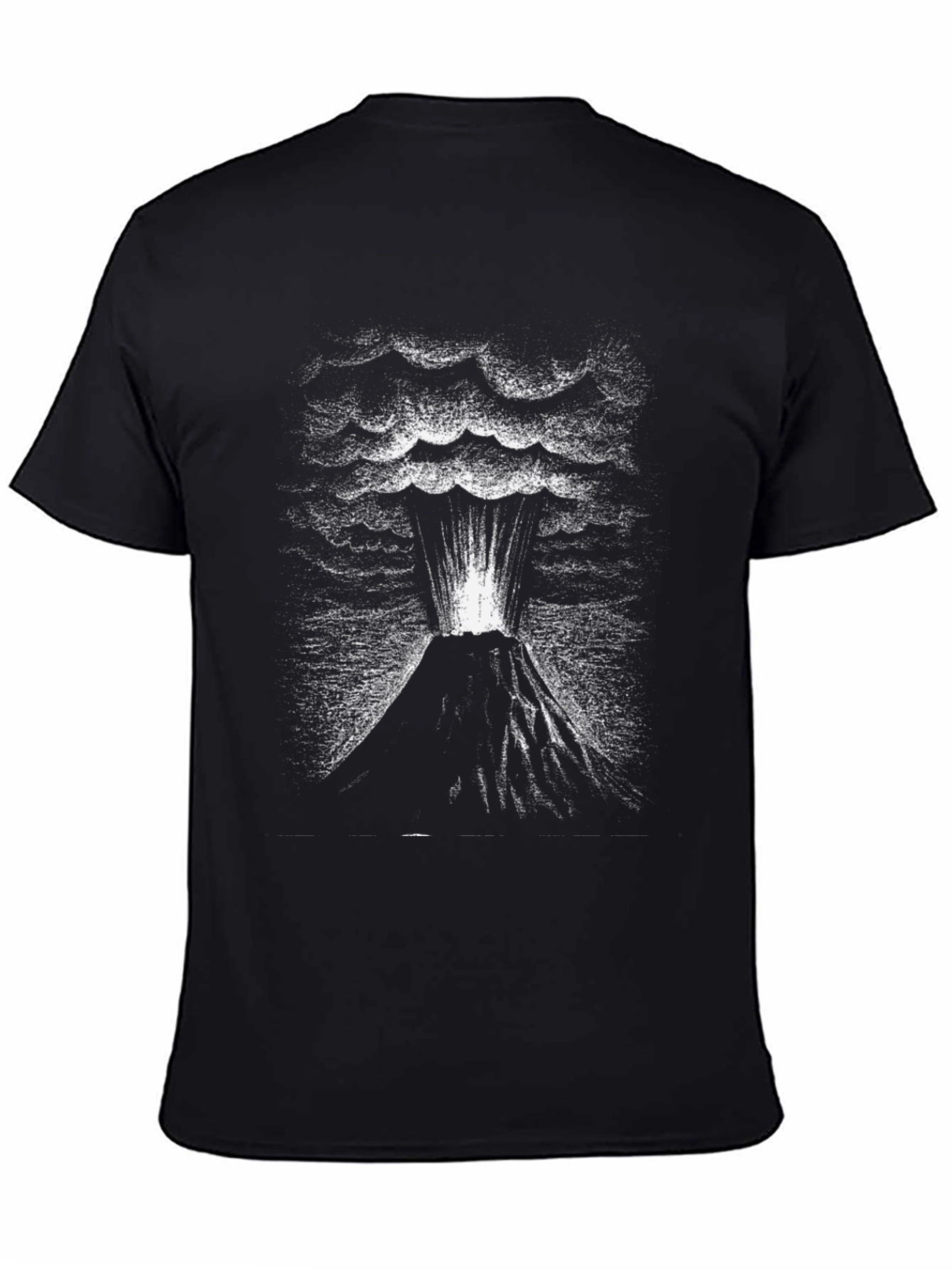 Volcano Eruption Graphic Tee - Black Cotton