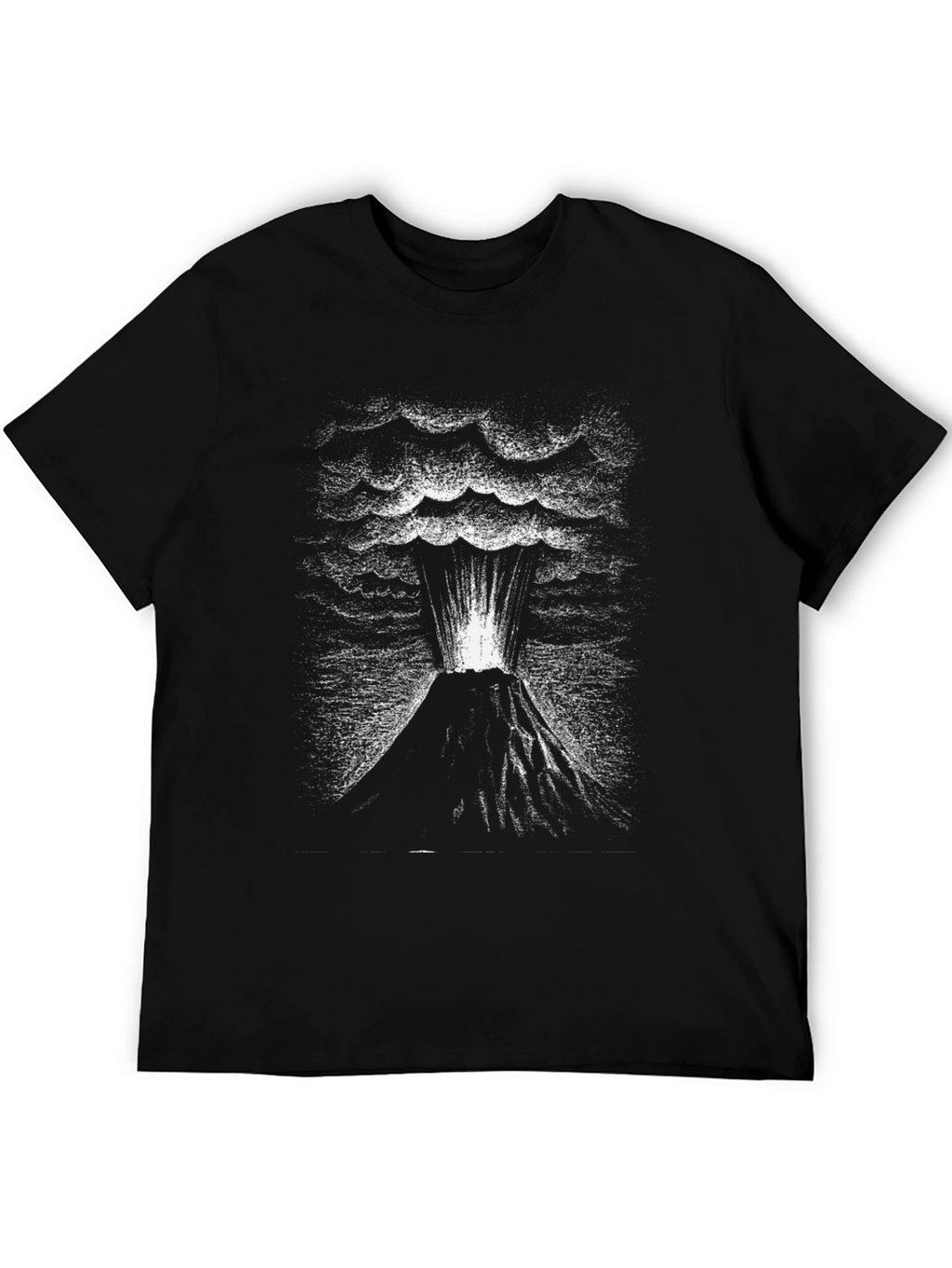 Volcano Eruption Graphic Tee - Black Cotton