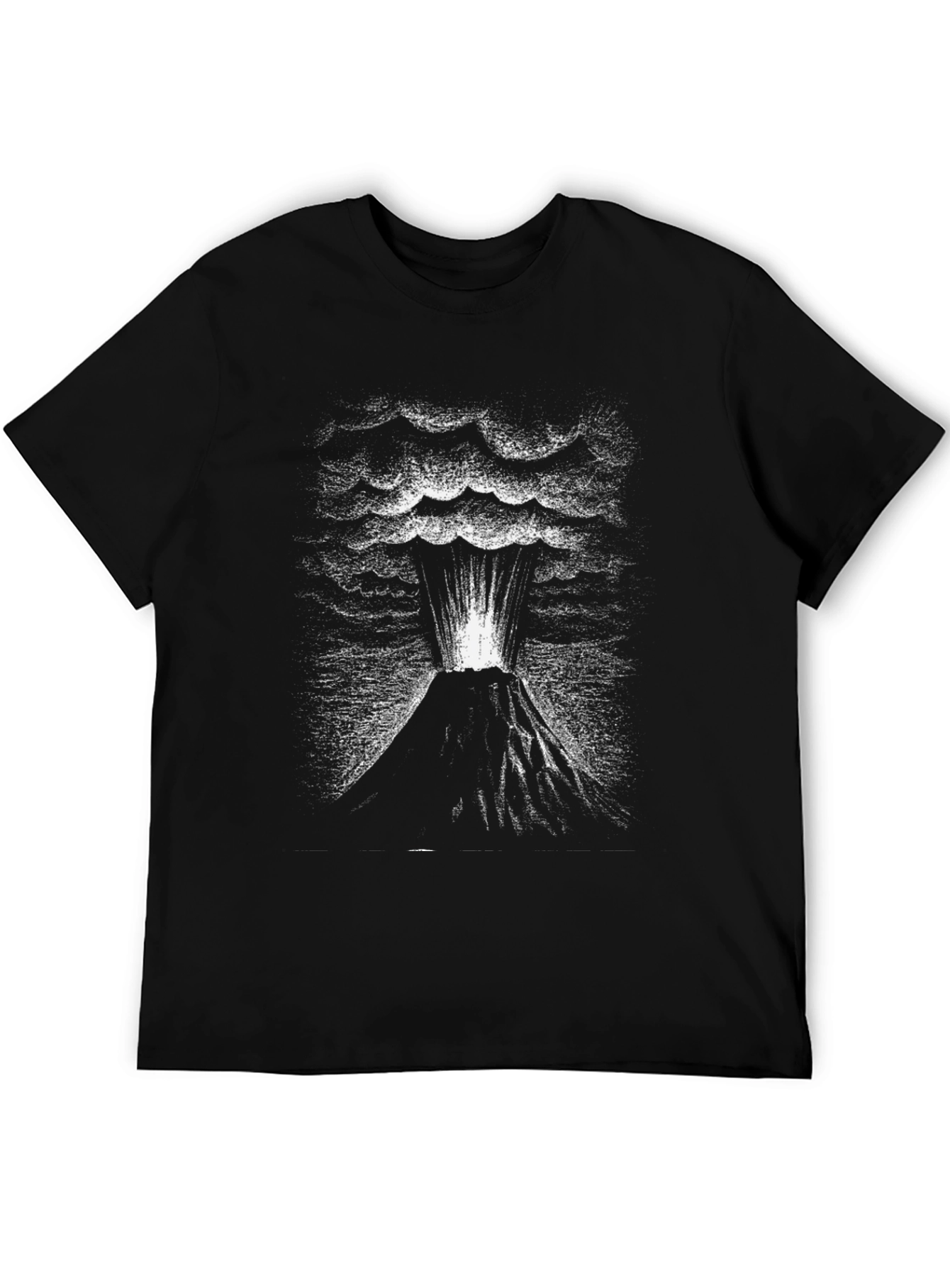 Volcano Eruption Graphic Tee - Black Cotton