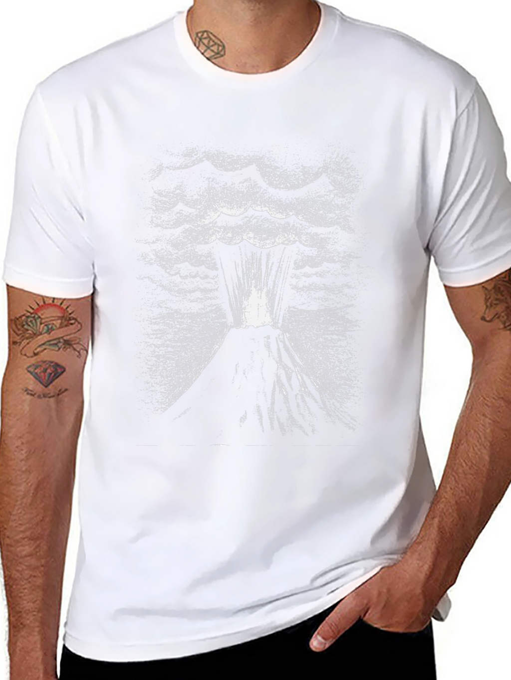 Volcano Eruption Graphic Tee - Black Cotton