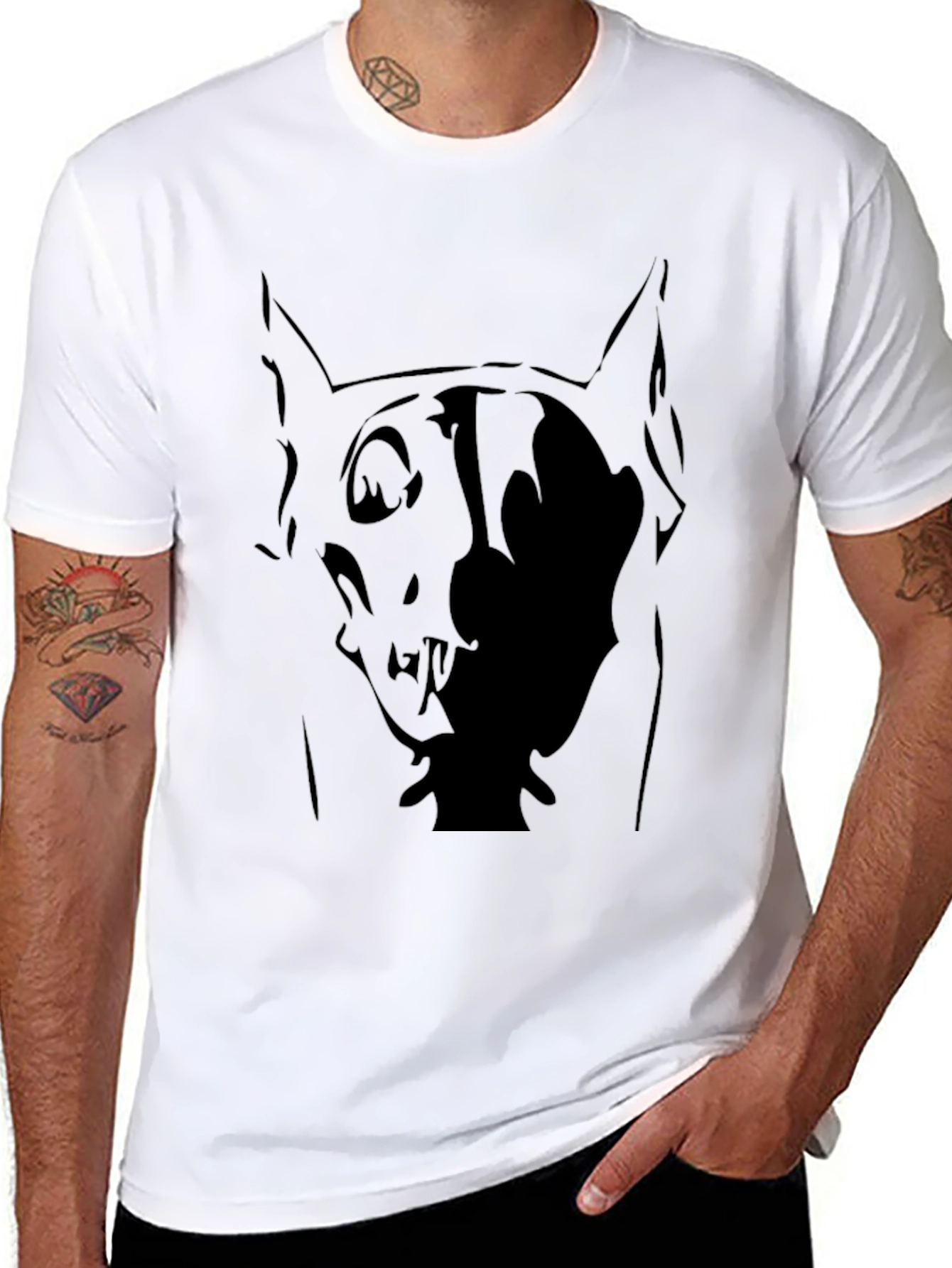 Abstract Dog Graphic Black T-Shirt