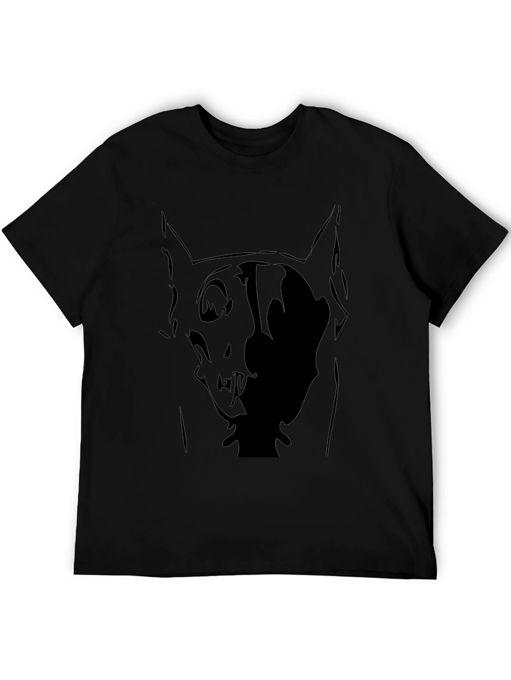Abstract Dog Graphic Black T-Shirt